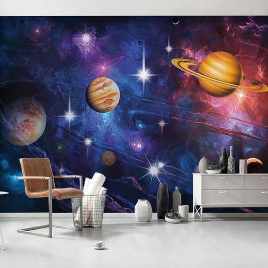Custom Planet Peel and Stick Wallpaper Universe Starry Sky Theme Mural Children Room Living Room Bedroom Ceiling Home Decor Wall Paper