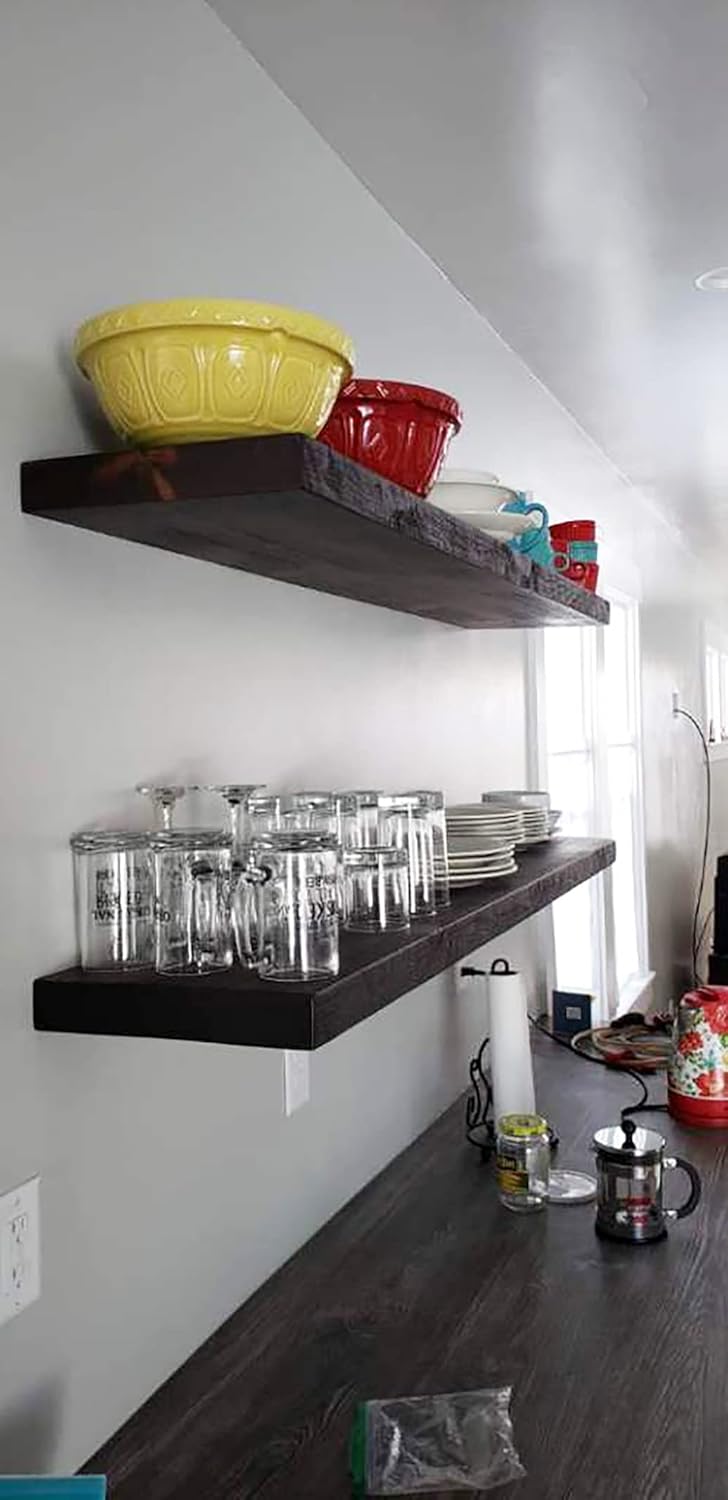 joelsantiques - 36 Inch Wooden Floating Shelves for Wall - 36x12x2 in - Made of Natural Wood - Long Heavy Duty Rustic Wall Shelves for Bedroom - Perfect for Living Room, Kitchen - Mocha