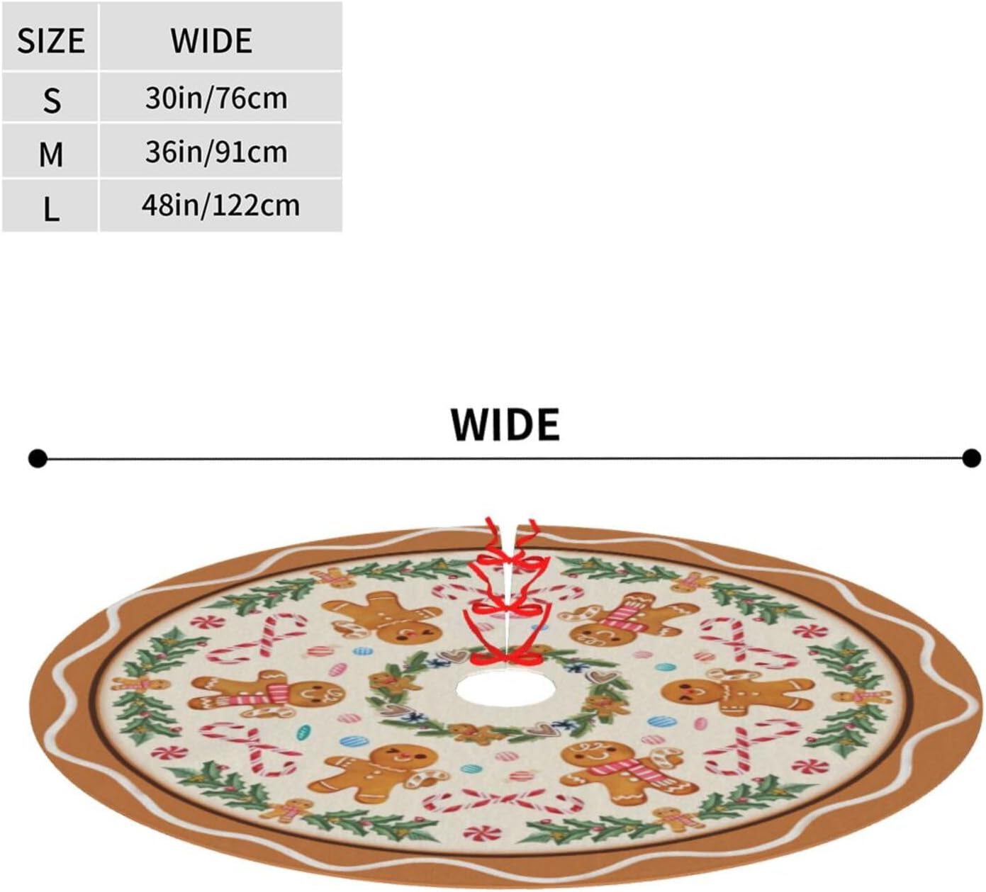 Christmas Tree Skirt,Gingerbread Xmas Tree Skirt Rustic Farmhouse Tree Skirt for Christmas Decor Xmas Holiday Home Party Decorations36