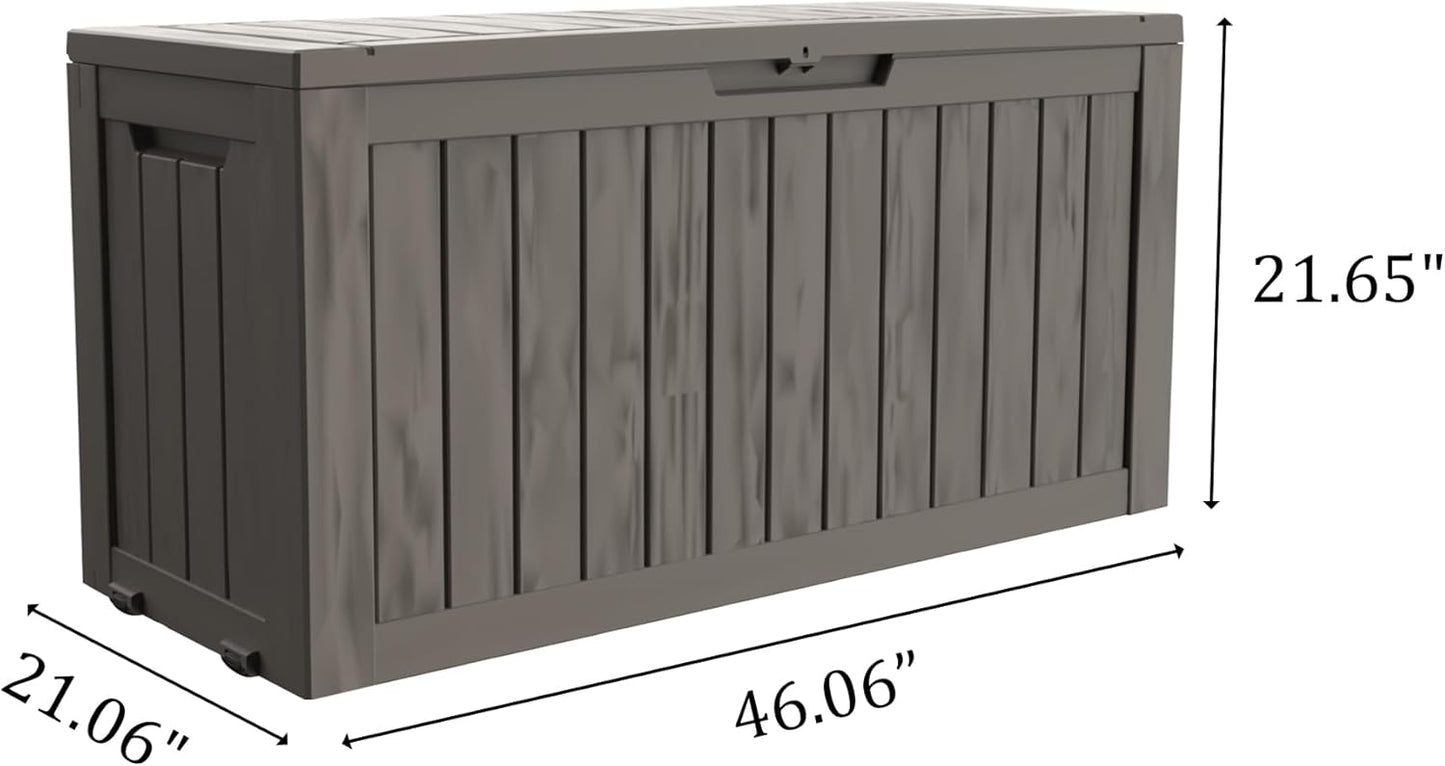 75 Gallon Double-Wall Resin Deck Box - Lockable Waterproof Outdoor Storage Box, 515lbs Capacity & Doubles as Seating for Patio Furniture - Garden Tools, Pool Accessories (Brown)
