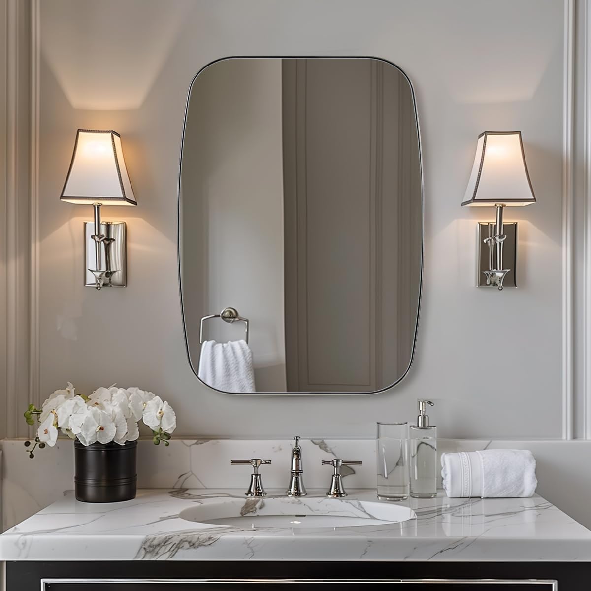 ANDY STAR Oval Mirror for Bathroom, 20x30 Polished Chrome Oblong Bathroom Mirror for Vanity with Stainless Steel Metal Frame, Modern Anti Rust Wall Mounted