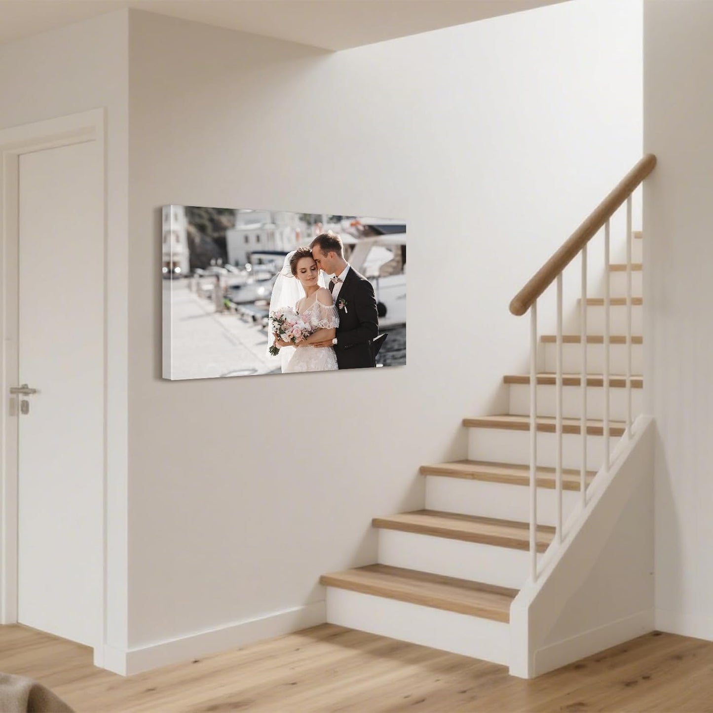 Personalized Custom Canvas Prints with Your Photos & Text, Customized Picture Print, Transform Own Images Into Framed Wall Art Digitally Printed Photo to Canvas, Keepsakes Gifts for Family 12x8’’