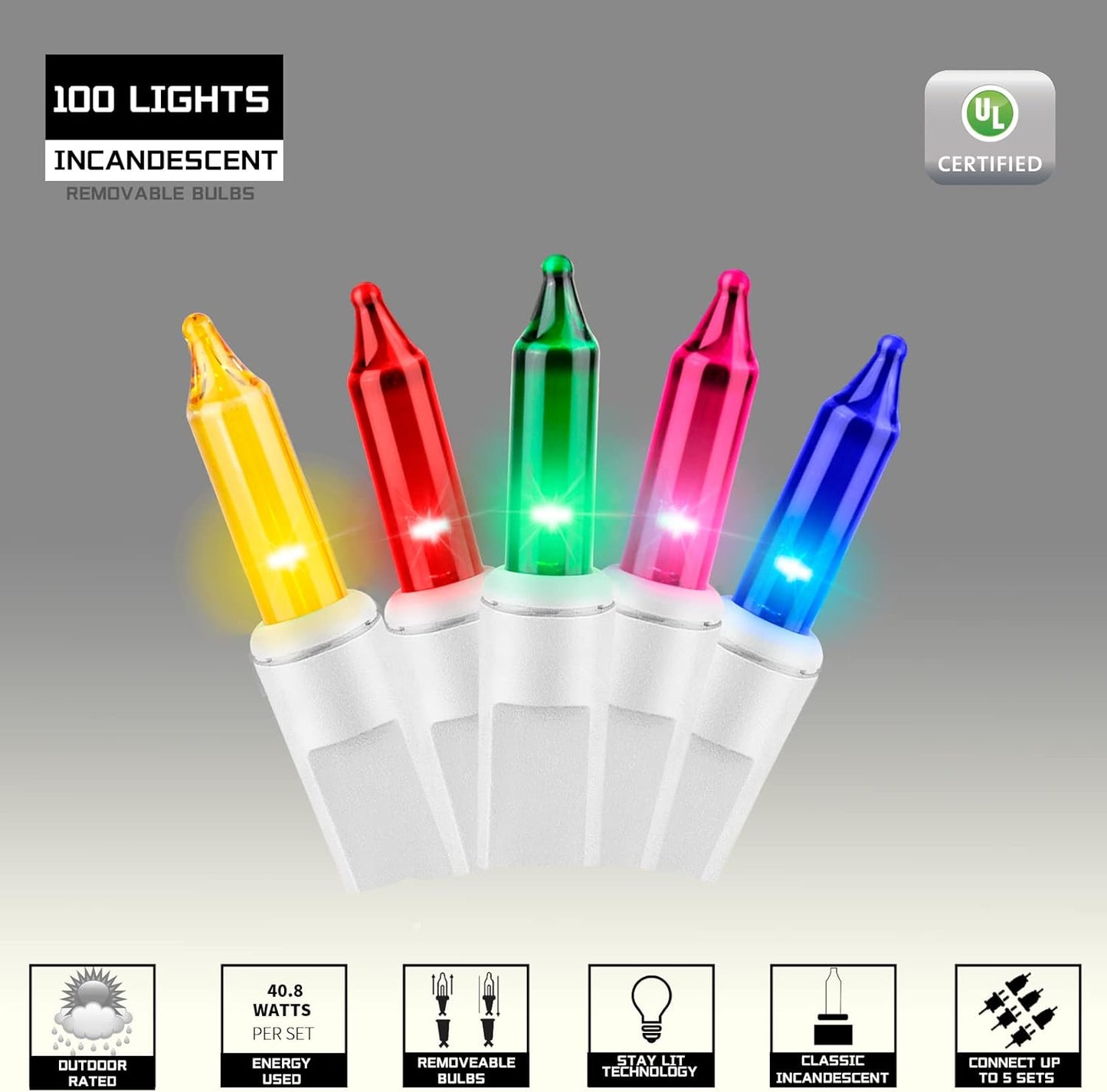 100LIGHTS Multi Easter Mini String Lights，Connectors Christmas Decorative Lights 19.6 UL Certified Waterproof for Easter Home Garden Holiday Christmas Tree Party Patio Wedding