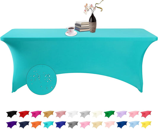 Spandex 8ft Waterproof Table Cover for Party,Wedding, Banquet, and Events(Turquoise)