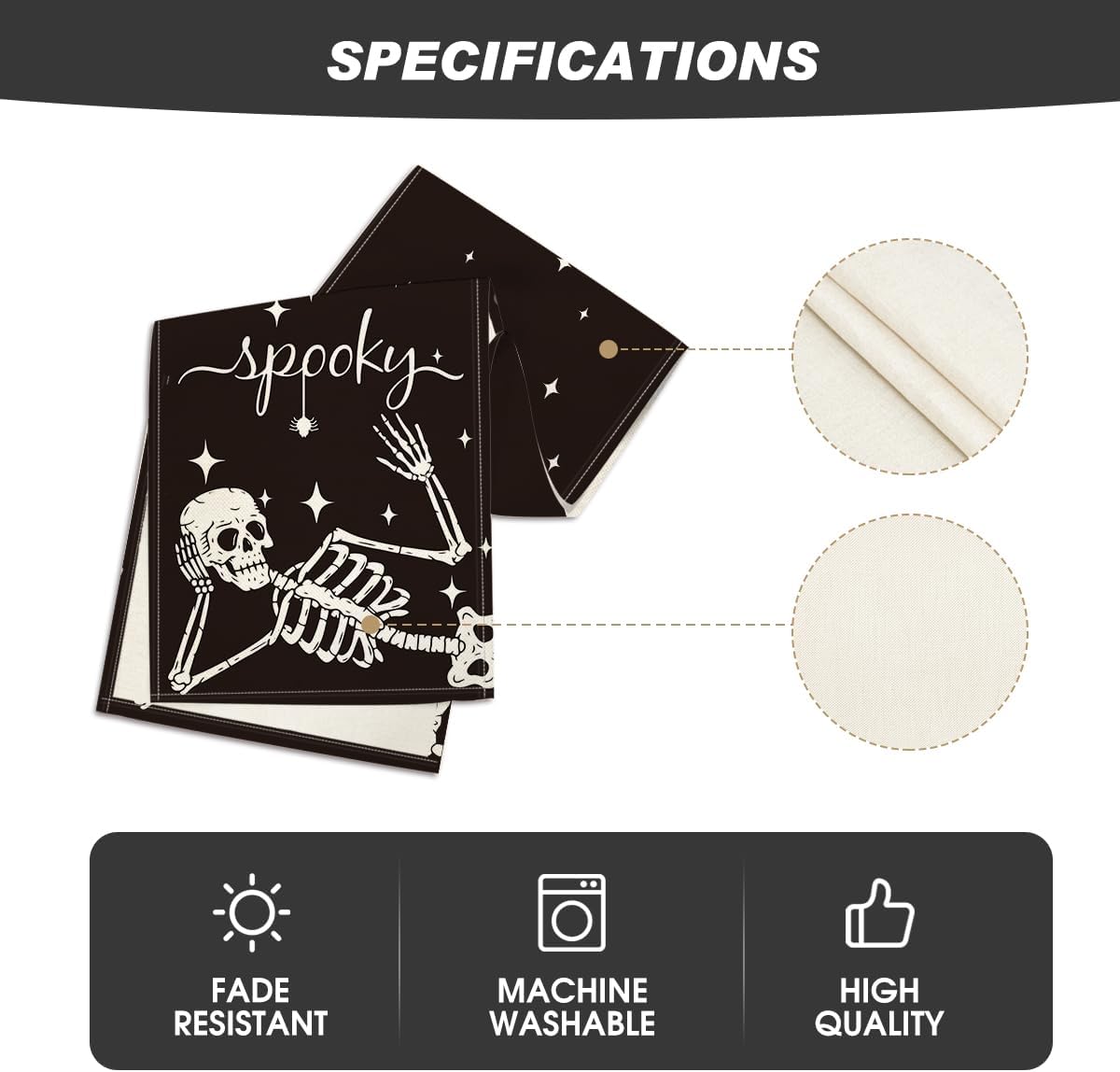 Artoid Mode Spooky Skeleton Spider Bone Halloween Table Runner, Holiday Kitchen Dining Table Decoration for Home Party Decor 13 x 72 Inch