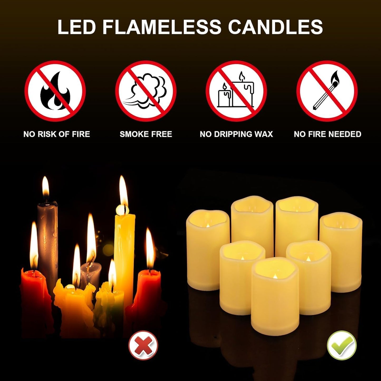 Aignis 14pcs Flameless LED Candles Battery Operated with Remote Timer, Outdoor Indoor Waterproof, Warm Glow for Cozy & Romantic Home/Wedding/Holiday Décor (D 3'' x H 4''/5''/6'')