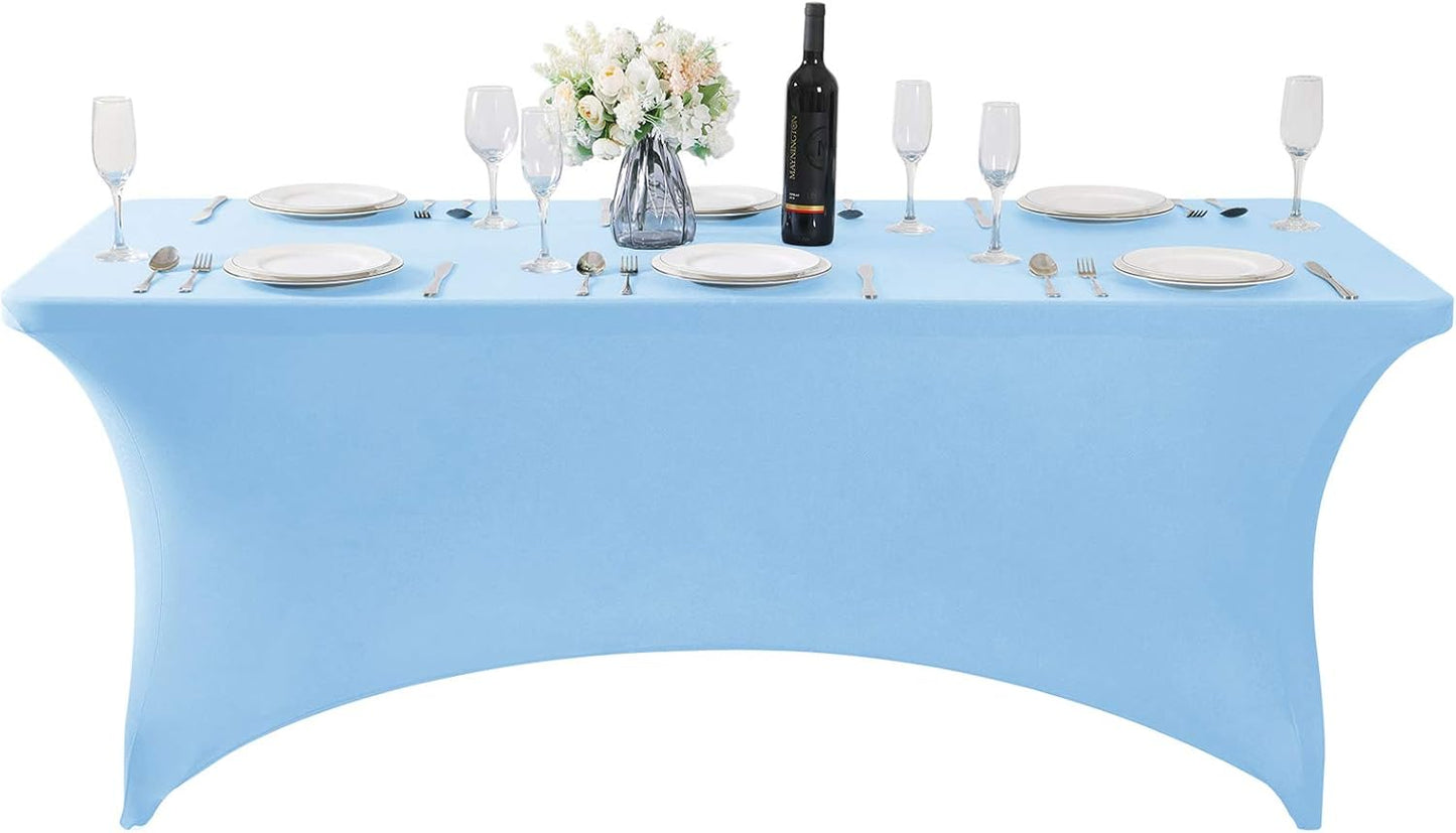 Spandex Table Cover for 6Ft or 4fT or 8ft Table Universal Fitted Stretch Tablecloth for Party, Banquet, Wedding and Events-Blue Mist