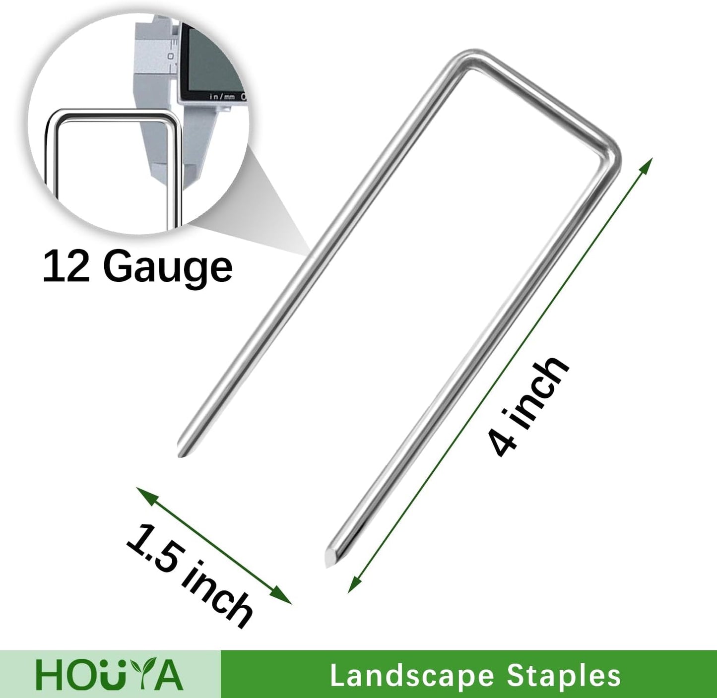50 Pack Landscape Staples 4 Inch 12 Gauge Garden Stakes Galvanized Garden Staples Pins Anti-Rust Ground Stakes for Weed Barrier, Irrigation Tubing, Yard Lawn, Landscape Fabric