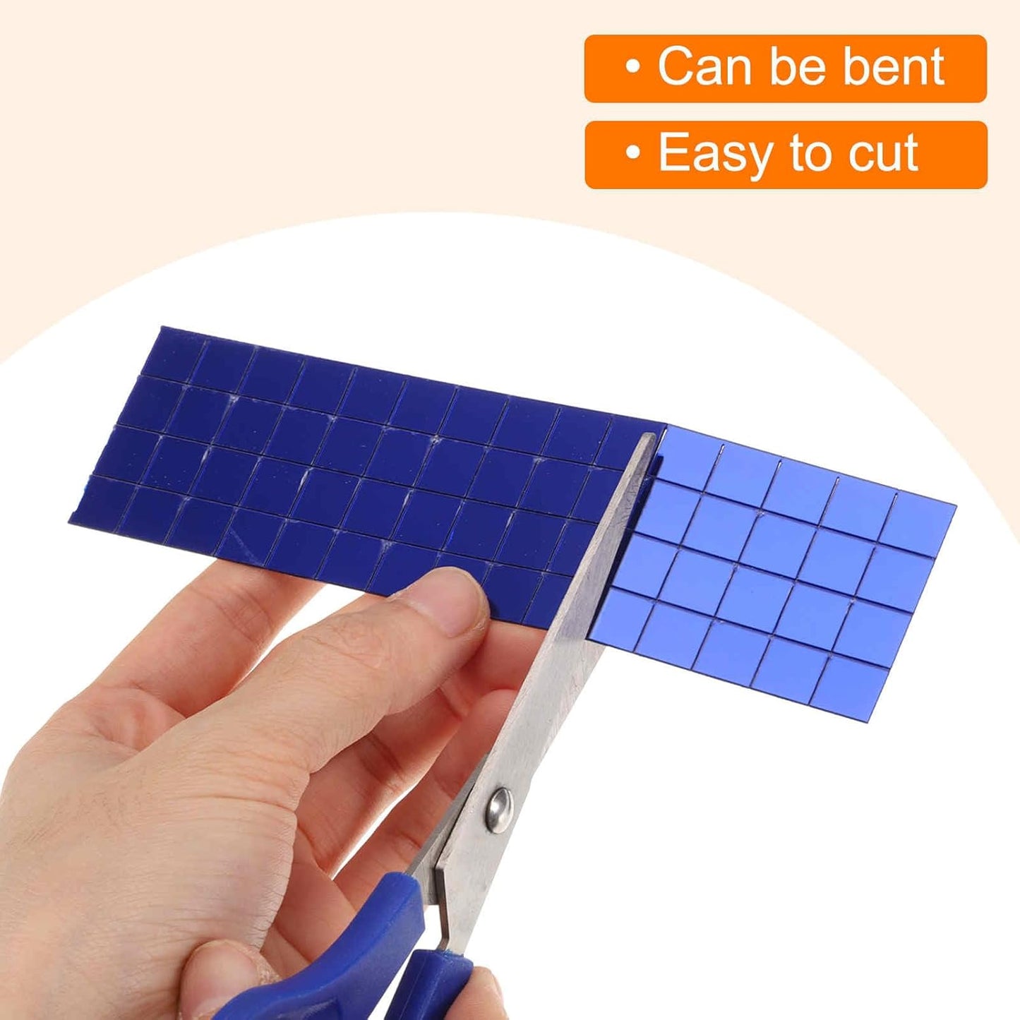 HARFINGTON 8 Sheet 3840 Pieces Self Adhesive Mirror Mosaic Tiles 5x5mm Small Square Mirror Tiles Sticker Disco Ball Stickers Mini Glass Tiles for DIY Craft Party Home Decoration, Blue