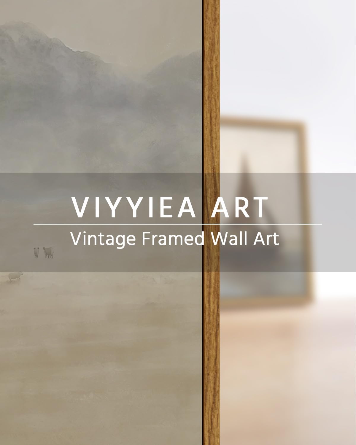 VIYYIEA Framed Wall Art for Living Room, Easter Sheep Jesus Canvas Prints, Vintage Christian Wall Art Home Decor, Christ Painting Picture, Bathroom Wall Decor Gifts for Friends or Family -16L x 12W