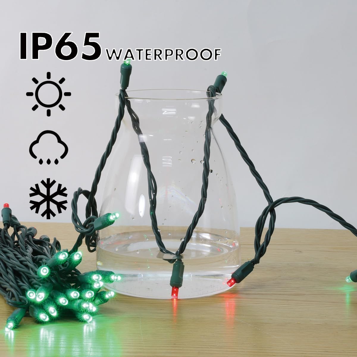 200LED (4pk of 50L) String Lights, LED Christmas Lights, 6" SPACING,Green Wire, Red and Green