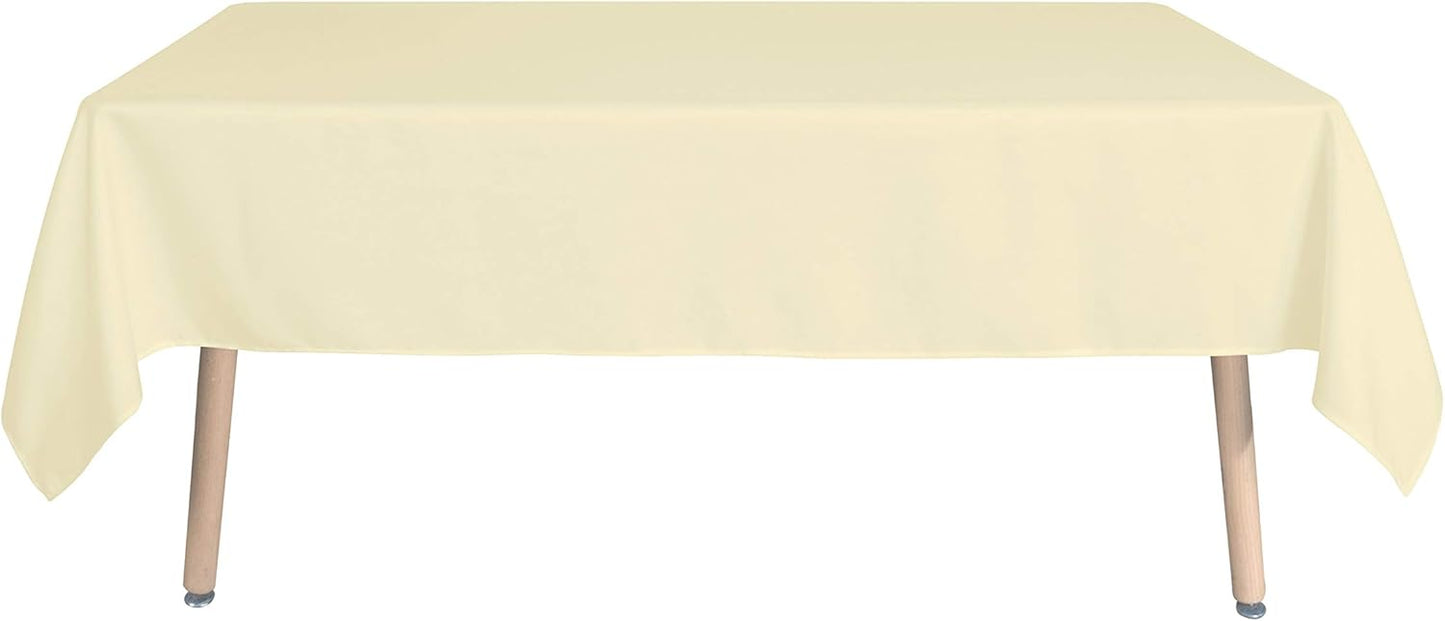 sancua Rectangle Tablecloth - 90 x 156 Inch - Water Resistant Spill Proof Washable Polyester Table Cloth, Decorative Fabric Table Cover for Dining Tables, Buffet Parties and Camping, Beige