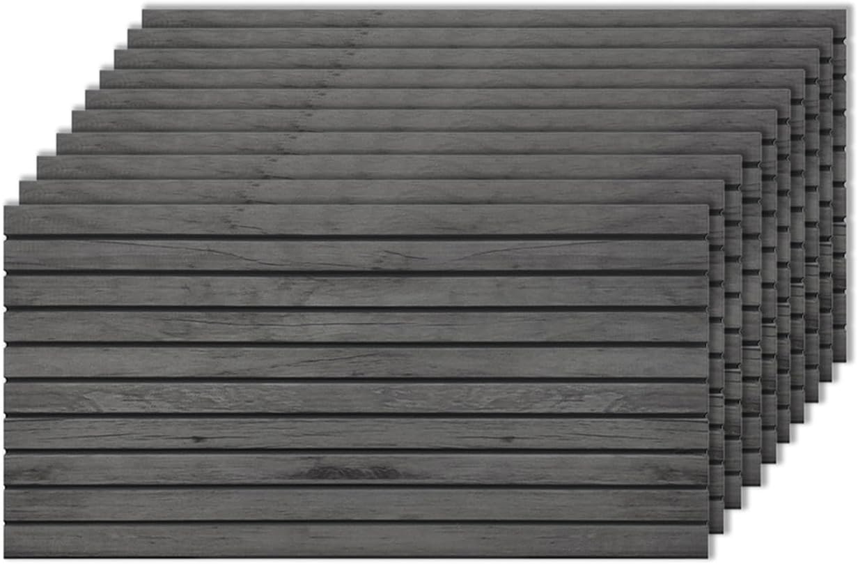IZODEKOR 3D Wood Effect Styrofoam Wall Panels - Faux Wood Look Wall Panels for Living Room - Fake Acoustic Wood Slat Wall Panels - Pack of 10, Covers 50 sq ft.