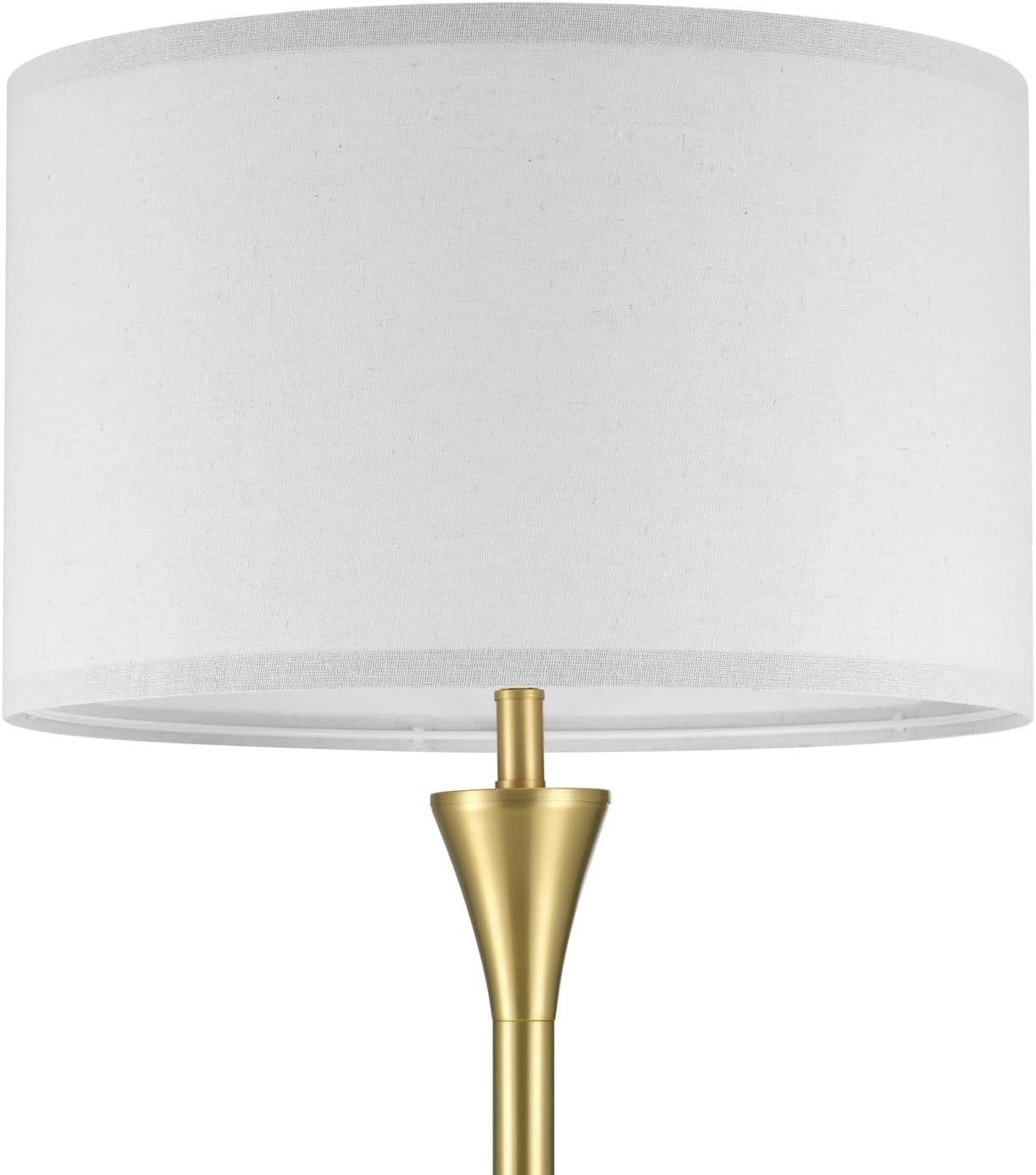 GLOBE Electric 61000150 60" Floor Lamp, Antique Brass Finish, Beige Fabric Shade, Mid-Century Modern Standing Lamp, E26 Base, Sustainable Design for Living Rooms and Bedrooms