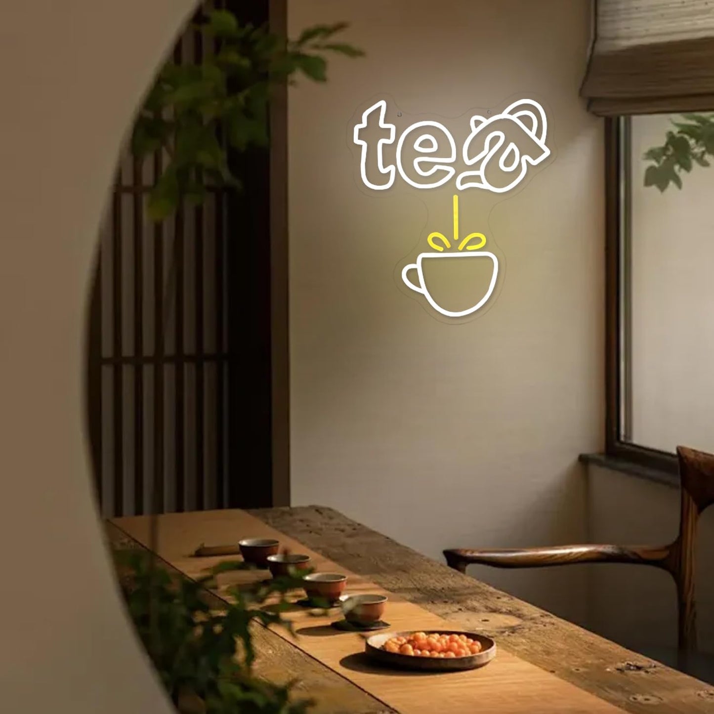 Tea Neon Sign Teapot LED Neon Light White Tea Bar Neon Sign Decor Hanging for Coffee Station, Teahouse, Restaurants, Home, Farmhouse, Kitchen Decoration
