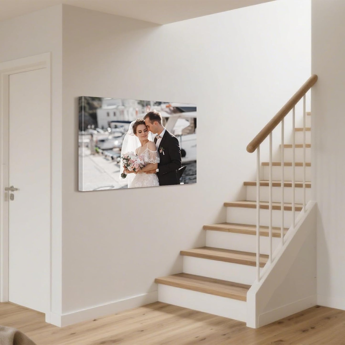 Personalized Custom Canvas Prints with Your Photos & Text, Customized Picture Print, Transform Own Images Into Framed Wall Art Digitally Printed Photo to Canvas, Keepsakes Gifts for Family 16x12’’