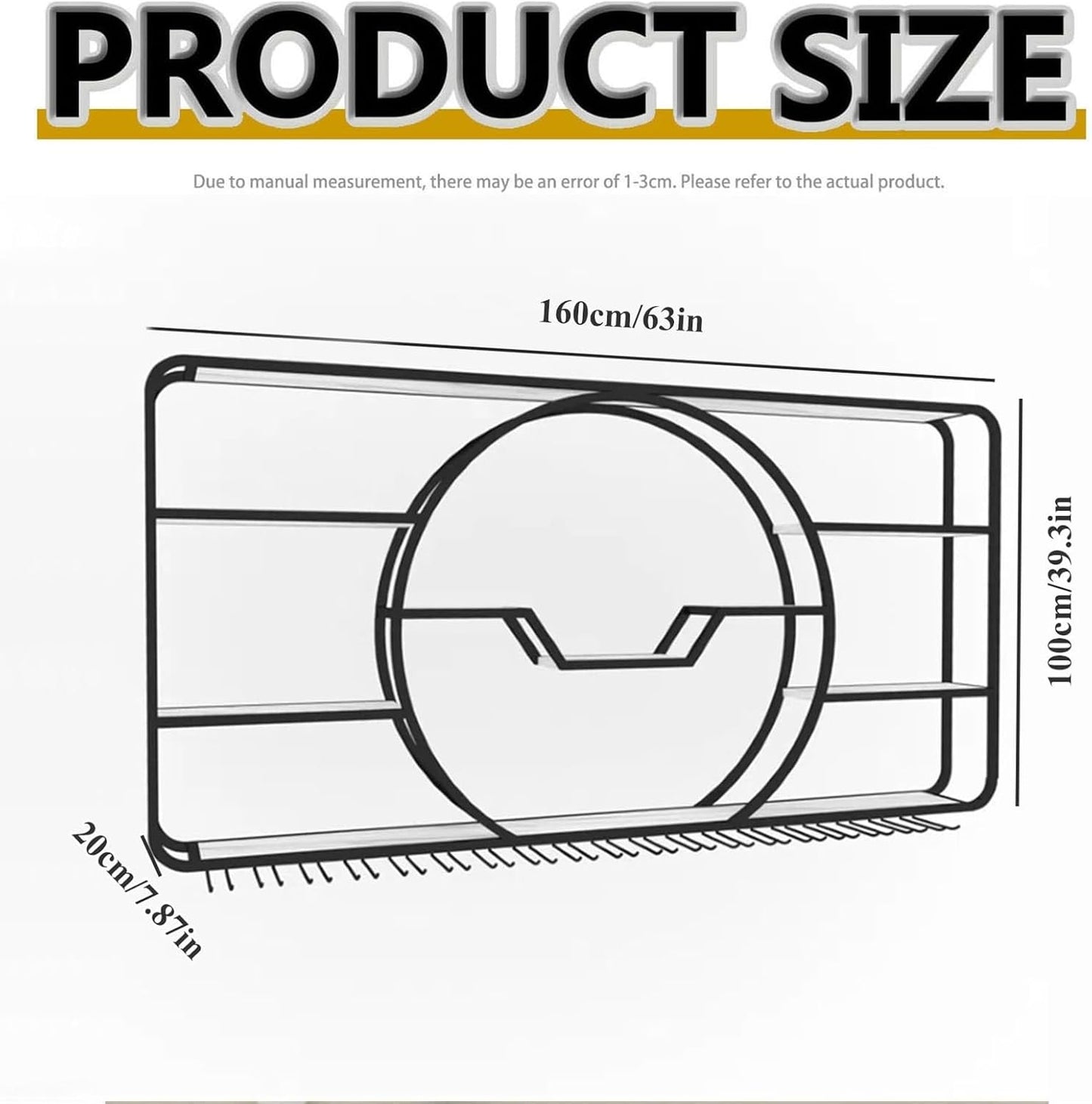 3-Tiers Metal Wine Rack Wall Mounted Modern With LED Light With Wine Glass Holder Large Liquor Bar Display Shelf,Bar Bottle Display Shelf Wine Cups Hanging Holder For Kitchen Living Room Home Decor(Bl