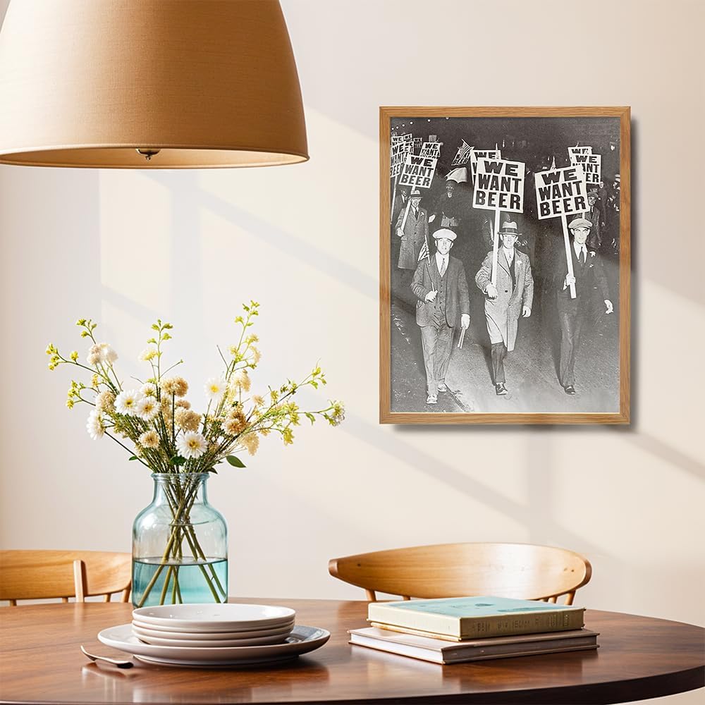 Vintage Prohibition Beer Poster LARGE 11x14 FRAMED - Unique Wall Art Decor for Home, Bar, Cafe - Funny Saying Retro Art Print - Bar Room Decor, Vintage Decorations - Bar Art, Retro Decor, Funny Saying