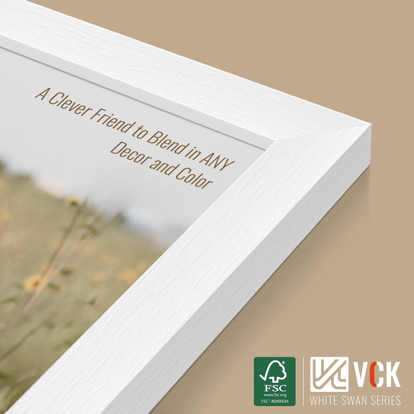 VCK 22x28 Poster Frame Set of 3 - White,Solid Wood Picture Frames, Textured Exclusive Wall Gallery Frame