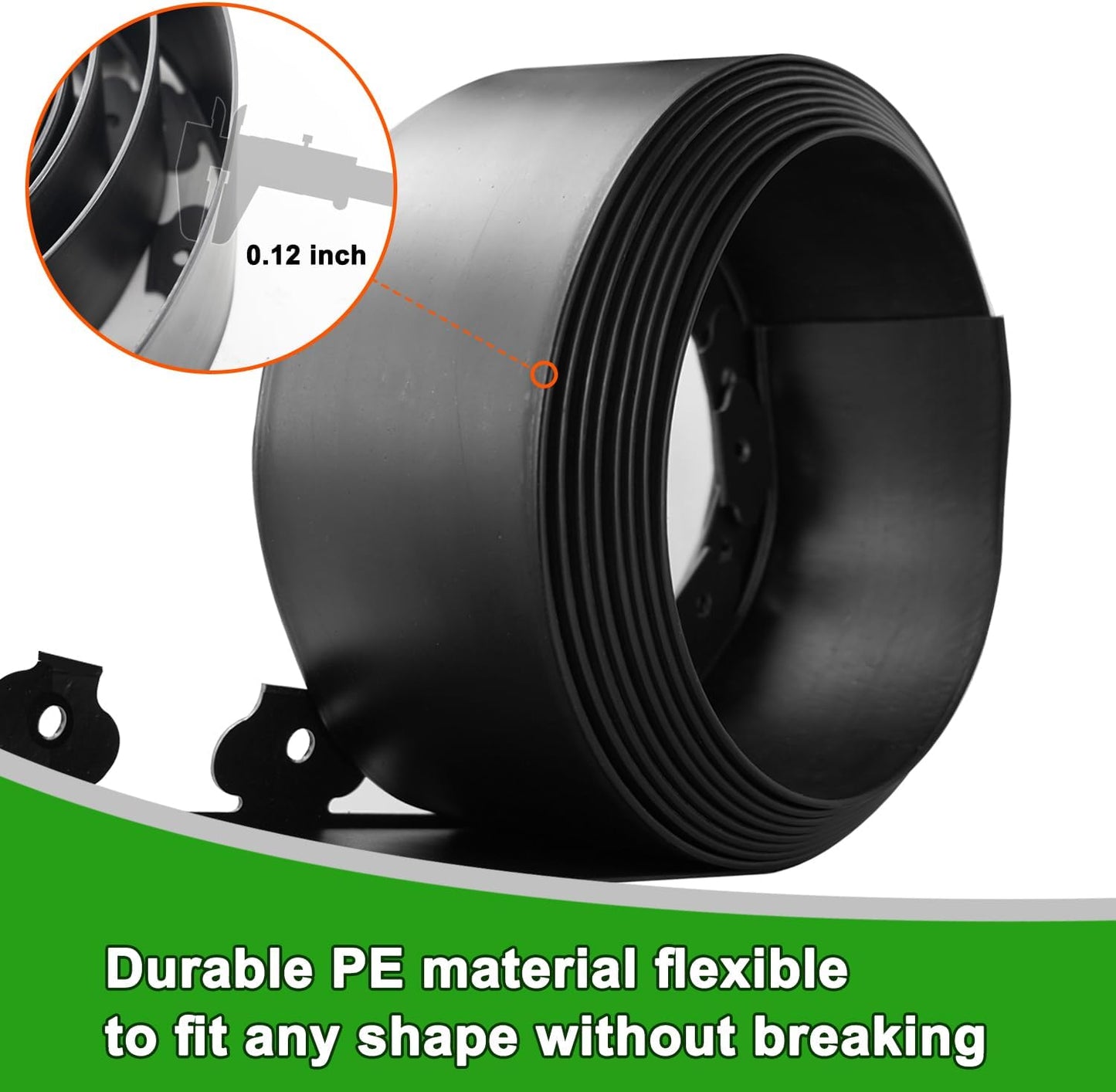 Hugeleaf 26 Feet Landscape Edging with 25pcs Spikes 4.5 Inch Tall Garden Edging for Landscaping, Garden, Flower Beds, Lawn (Black)