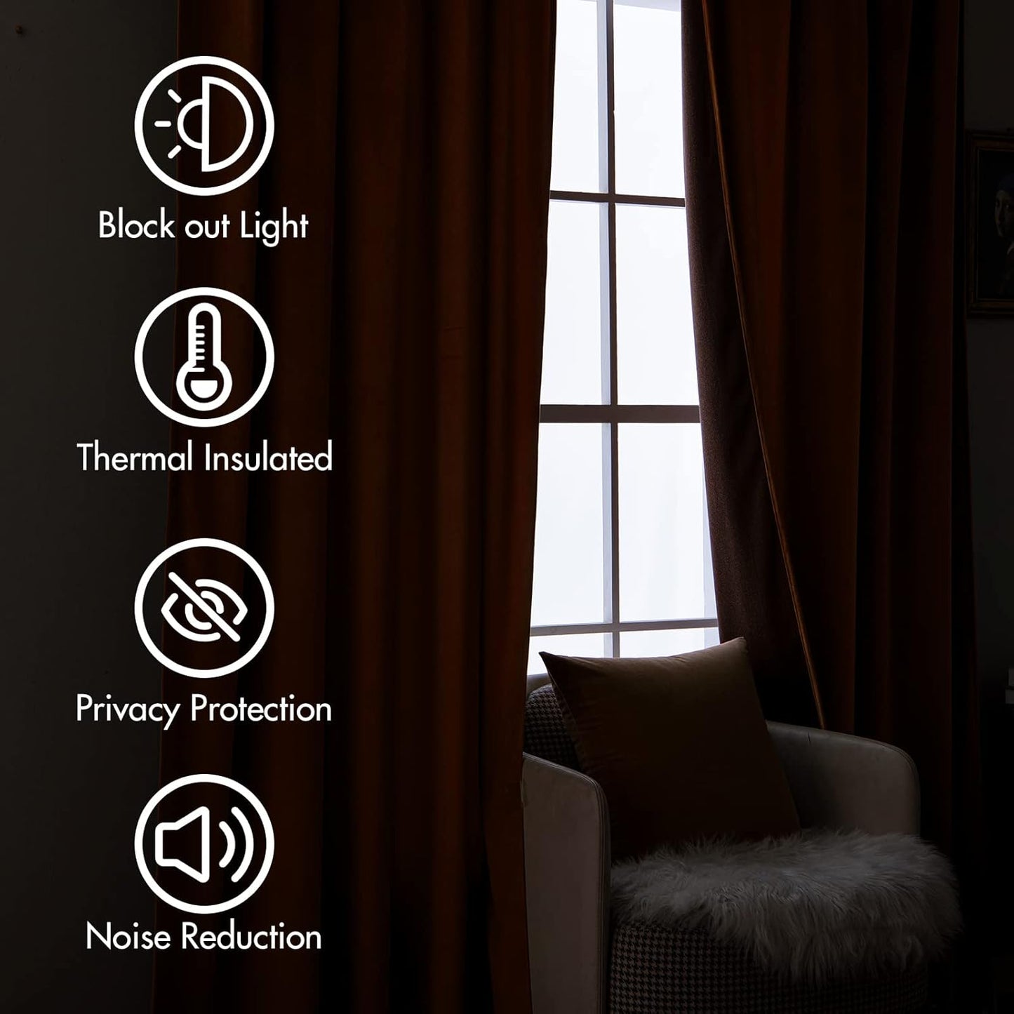 MIULEE Velvet Curtains 84 inches - Pinch Pleated Luxury Room Darkening Curtains for Bedroom Living Room Blackout Thermal Insulated Super Soft Window Drapes Rod Pocket, Gold Brown, 2 Panels