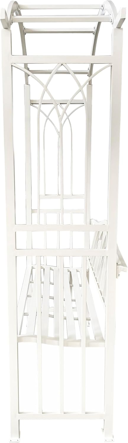 White Aluminum Garden Arbor Arch with 2-Seater Bench