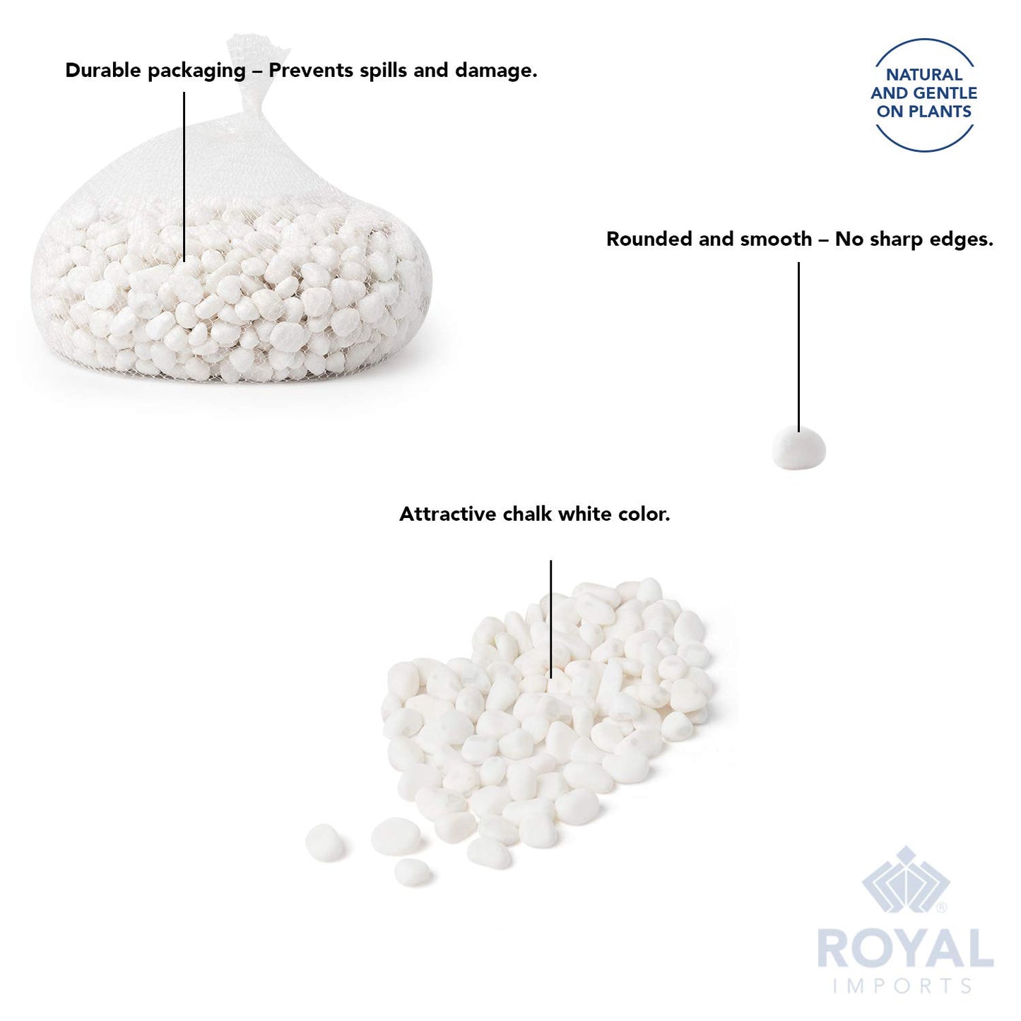 Royal Imports 5LB Decorative Stones River Pebbles Painting Rocks for Fish Aquariums, Plant Gravel, Landscaping, Home Decor Natural - Small White