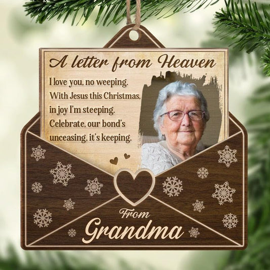 Pawfect House Custom Photo 2D Wood Ornament, Personalized Christmas Memorial Sympathy Gifts for Family Members, A Letter from Heaven, Bereavement Gifts for Loss, Christmas Tree Ornaments