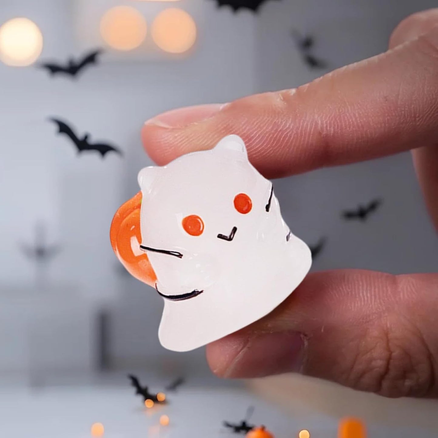 Halloween Ghost Figurine, Spooky Resin Glow in The Dark Statue, Cute Decor for Halloween Decorations Indoor, Funny Porch and Indoor Spooky Home Decor Gifts 6Pcs