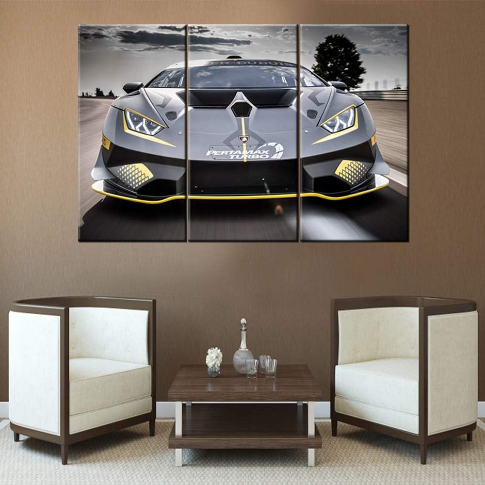 Black and White Painting Sports Car Artwork Racing Pictures for Living Room 3 Piece Canvas Wall Art Modern Home Decoration Framed Stretched Ready to Hang Posters and Prints - 28 x 14inch x 3 panel