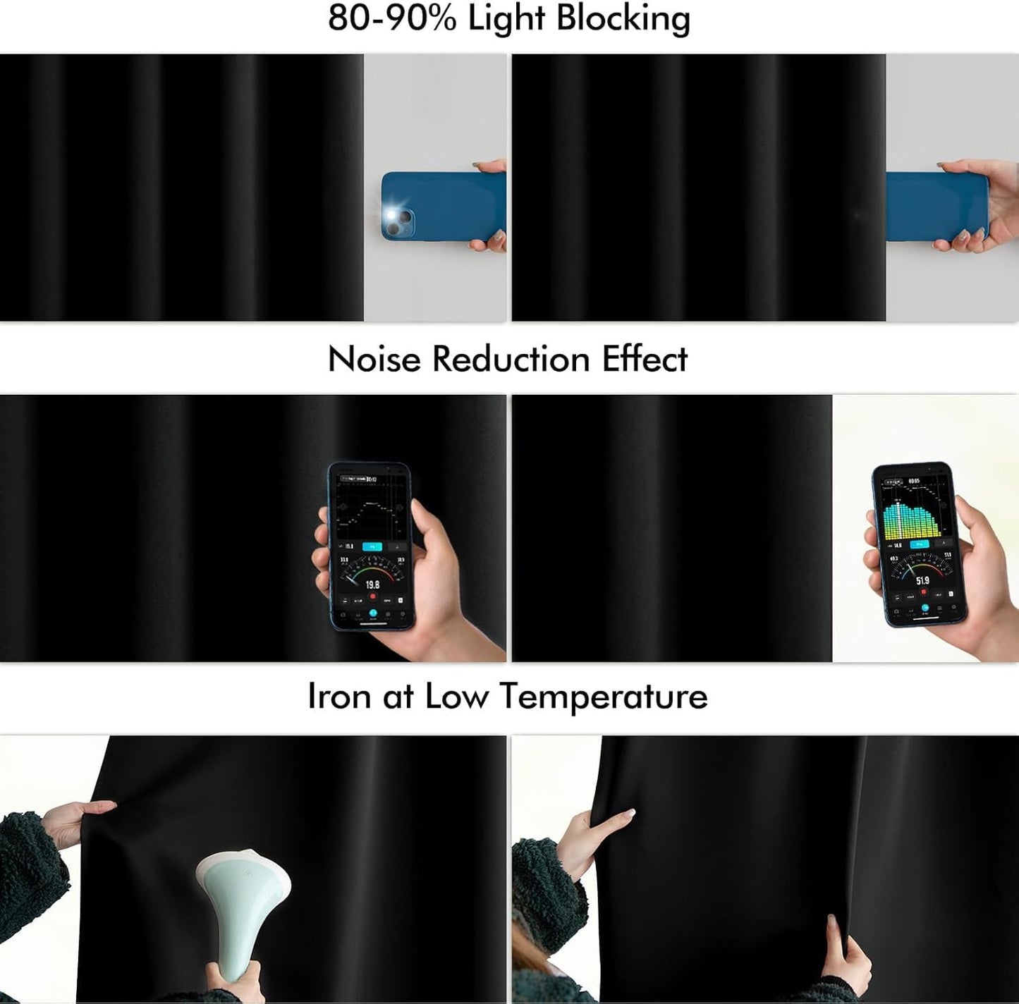 MIULEE Back Tab Blackout Curtains 120 Inch Long 2 Panels Set for Living Room Bedroom Privacy, Halloween Black Rod Pocket/Pinch Pleated Extra Long Thermal Insulated Room Darkening Light Blocking Drapes