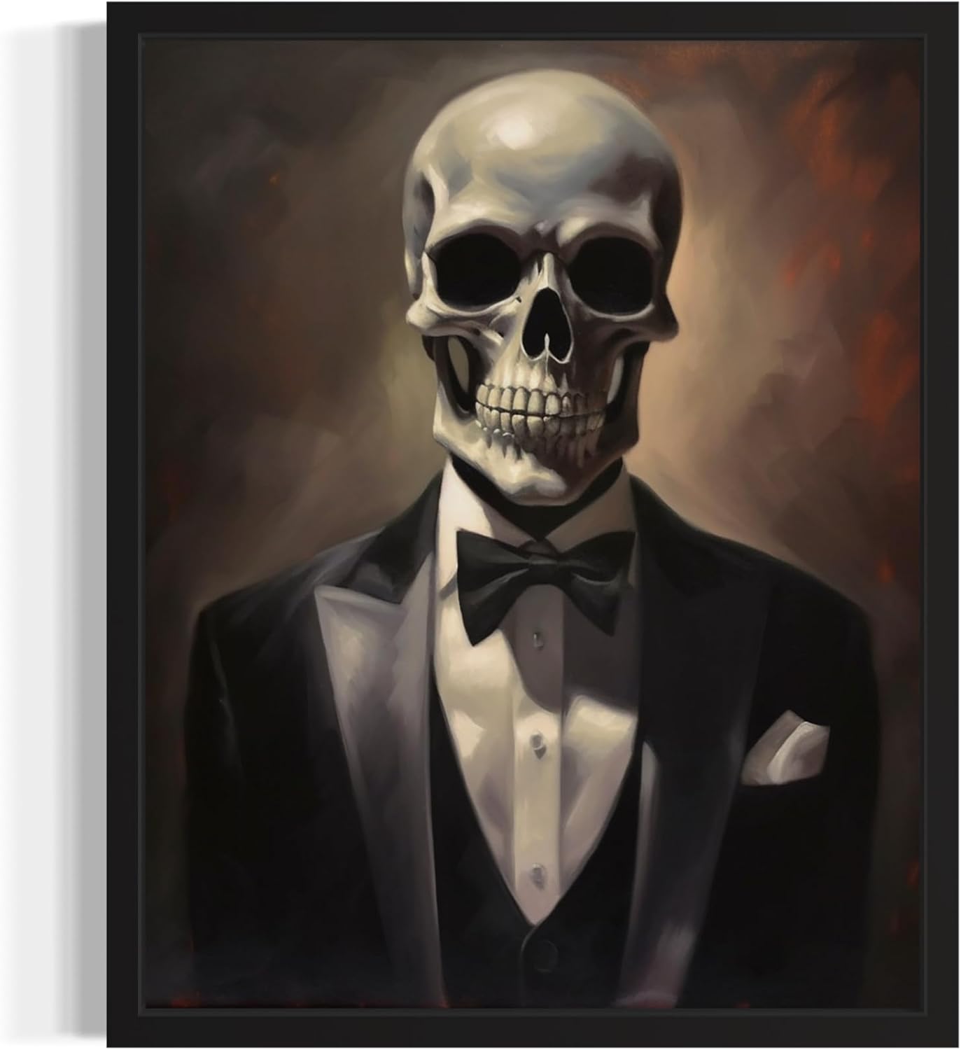 Skull Portrait Poster Art Print, Halloween Scary Vintage Wall Art Academia Spooky Painting Decoration for Horror Prints, Gothic Posters Bedroom Decor 89 (Skull Portrait, 8 x 10 inches, Unframed)