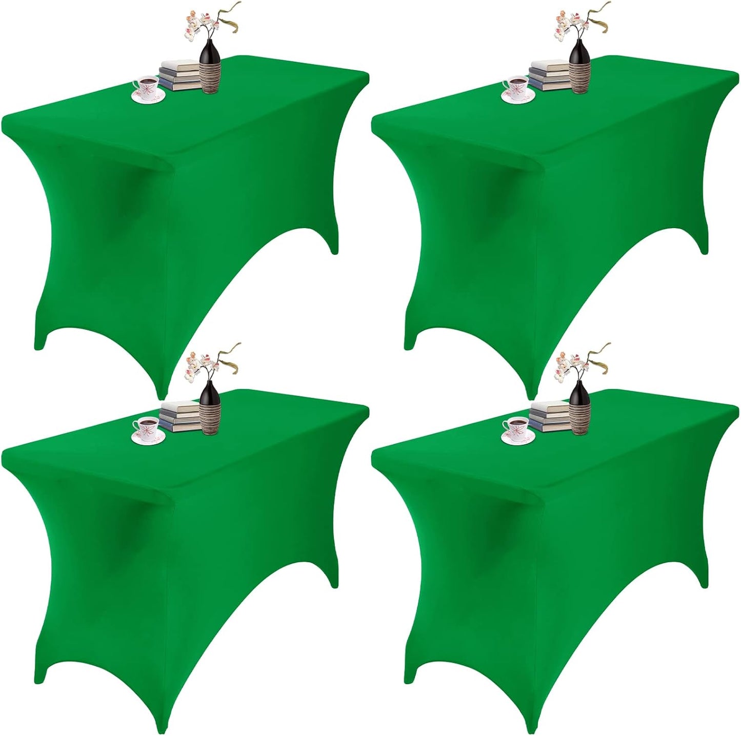 4Pack Spandex Waterproof Table Covers 4ft，Spandex 4ft Waterproof Table Cover for Party,Wedding, Banquet, and Events(Emerald)