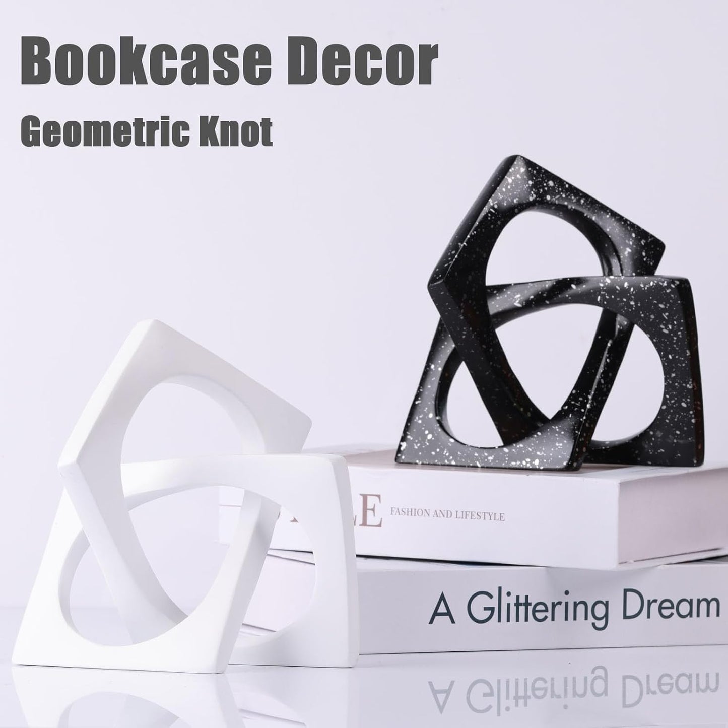 XMGZQ White Knot Statue for Coffee Table Centerpiece Decor,Modern Abstract Art Geometric Sculpture and Figurines, Home Decor Accent,Cube Knick Knacks for Shelves,Bookshelf,Entryway,Floating