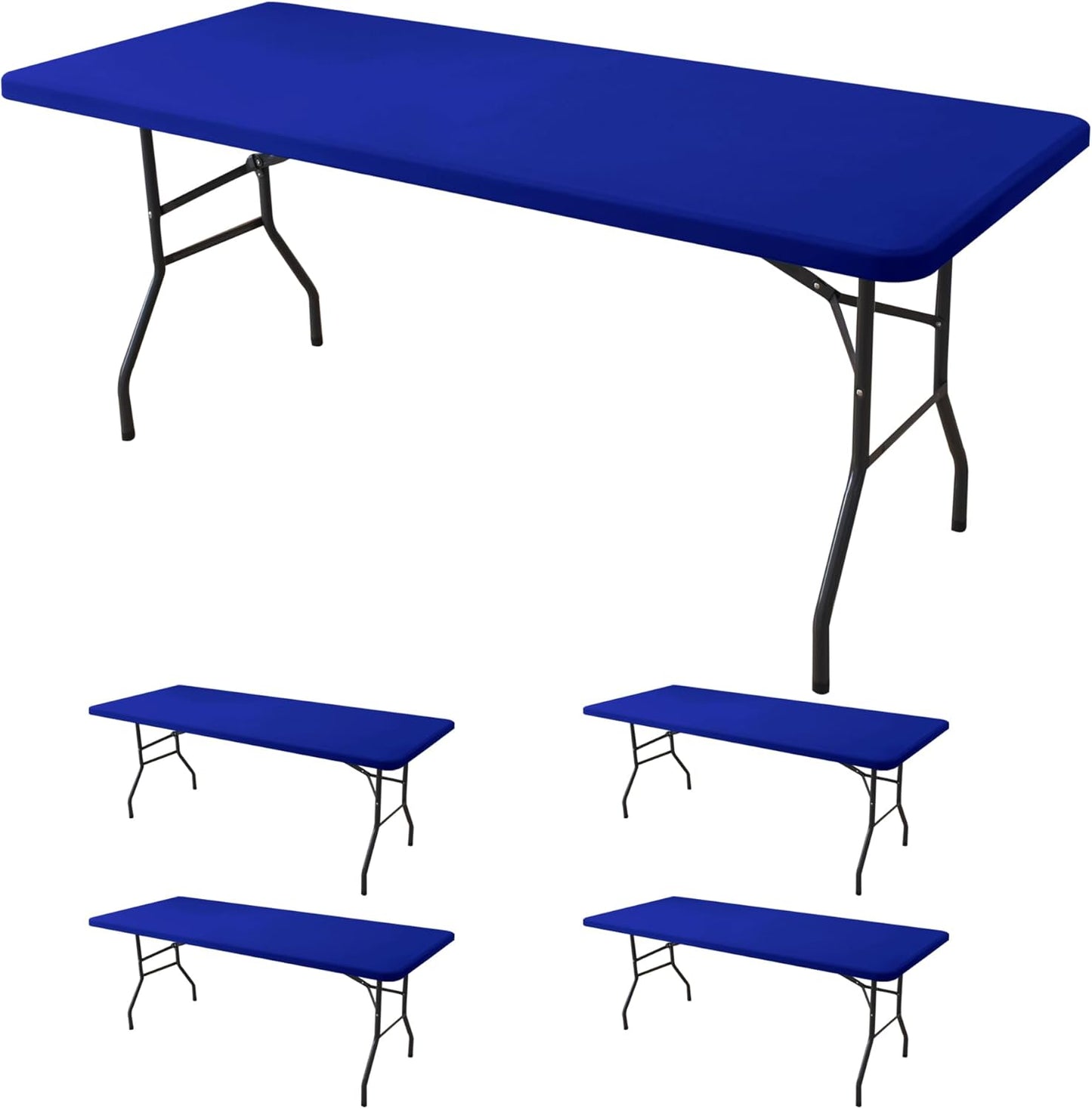 Spandex Table Cover for 6 Foot Rectangle Tables-4 Pack Royal Blue Outdoor Picnic Elastic Table Cover-Spandex Stretch Folding Table Cloths for Camping Dining Room Patio Kitchen Banquet Party