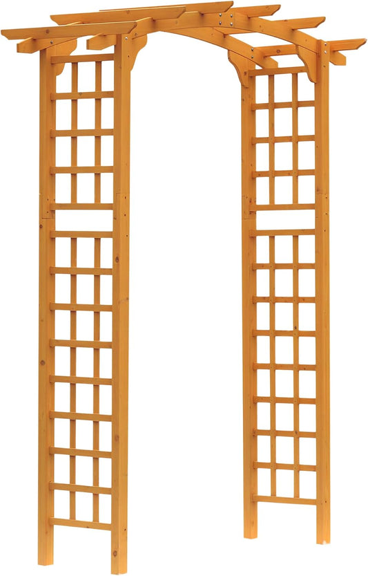 Outsunny 90in Wood Garden Arbor Arch with Trellis Wall for Climbing & Hanging Plants, Decor for Party, Weddings, Birthdays & Backyards