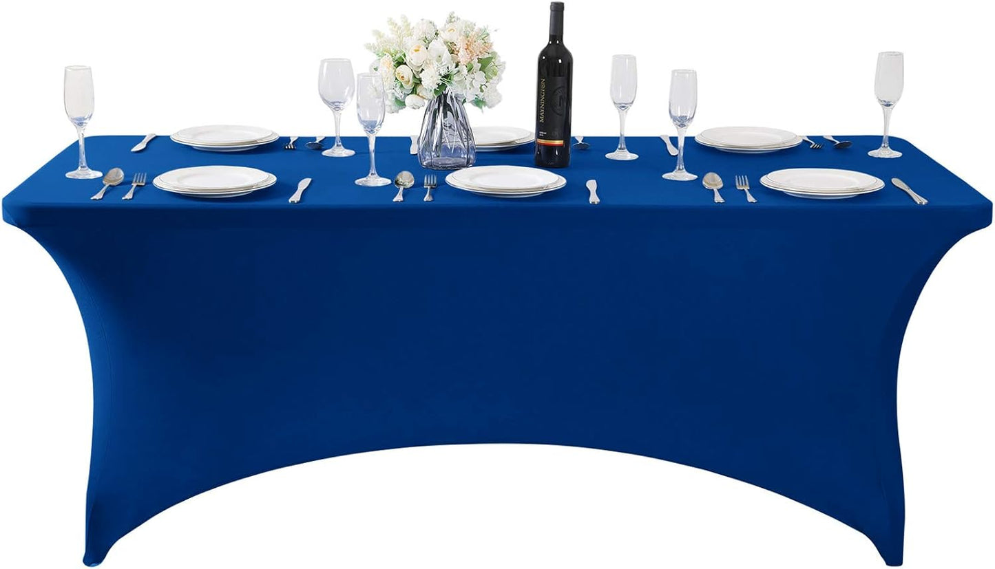 Spandex Table Cover for 6Ft or 4fT or 8ft Table Universal Fitted Stretch Tablecloth for Party, Banquet, Wedding and Events-Classicblue