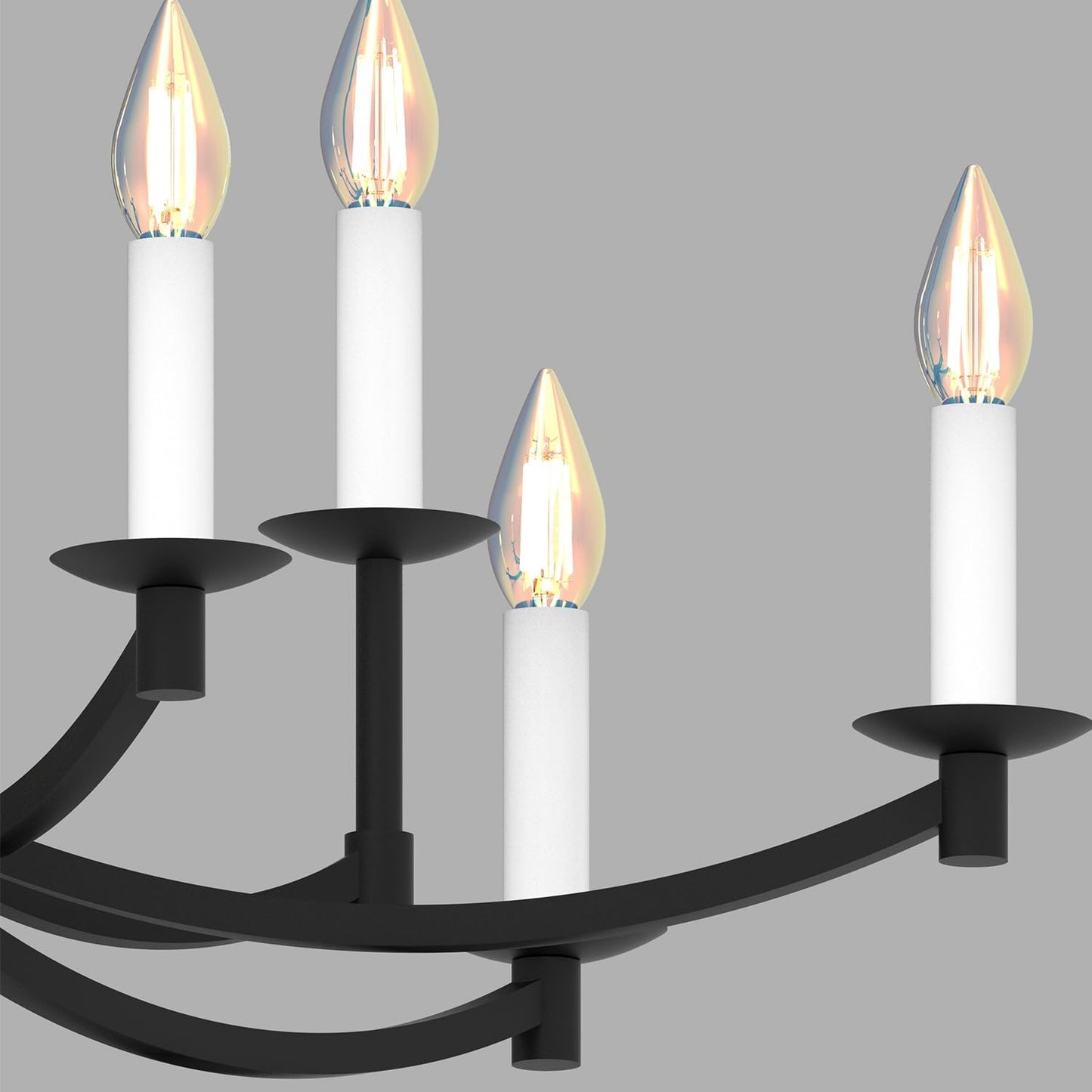 Round Black Chandeliers, Modern Candle Hanging Lights, LED Pendant Lighting Ceiling for Dining Room Bedroom Kitchen Island Farmhouse Living Room (Black-A 9Lights)