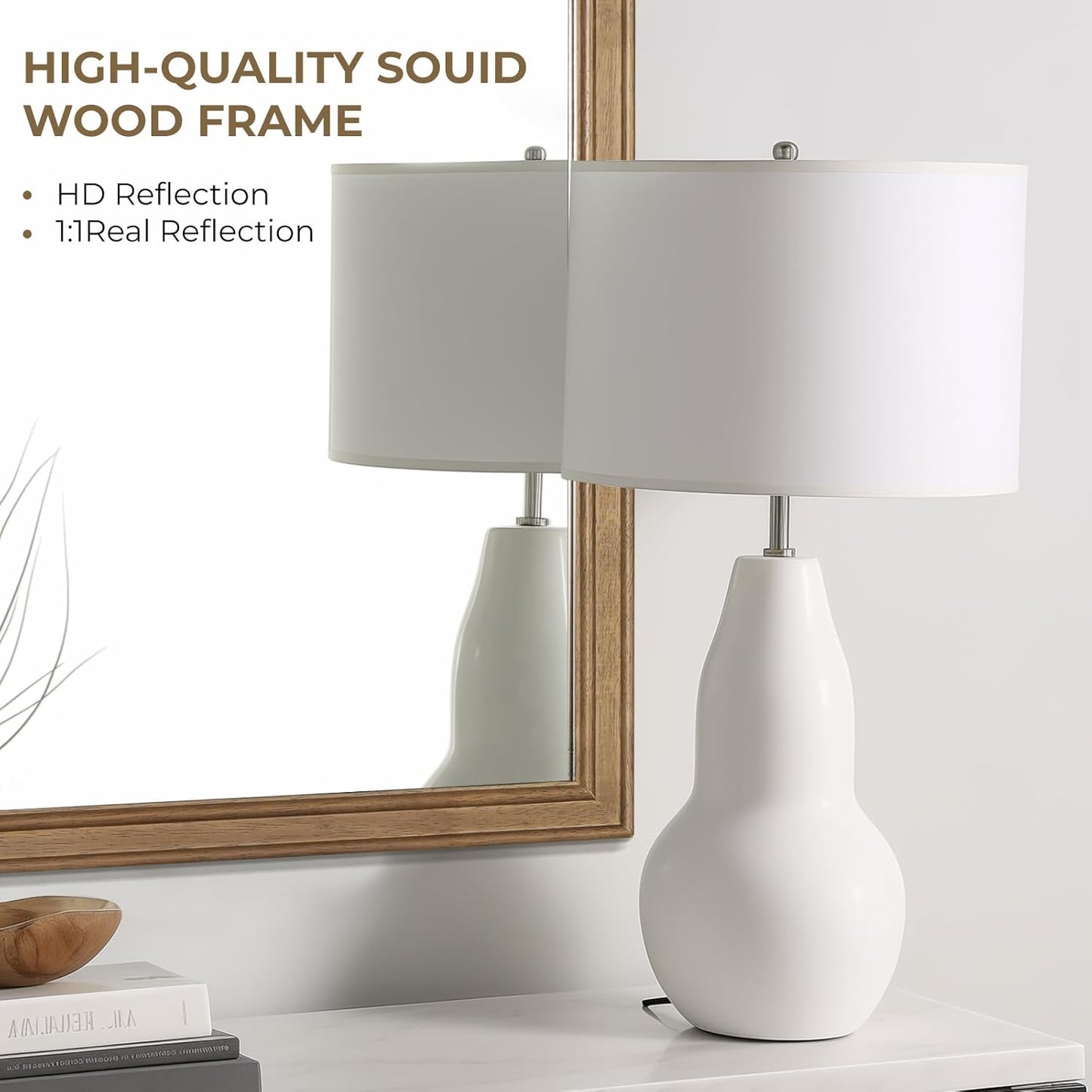 WallBeyond Wood Bathroom Mirrors for Wall Mounted, 30" x 40" Rustic Wood Frame Wall Mirrors Decorative for Living Room or Bedroom Vanity Mirror, Honey-Colored