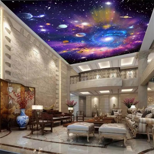 Custom Galaxy Wallpaper 3D Peel and Stick Mural Colorful Starry Universe Cosmic Galaxy Dream Room Ceiling 3D Wallpaper