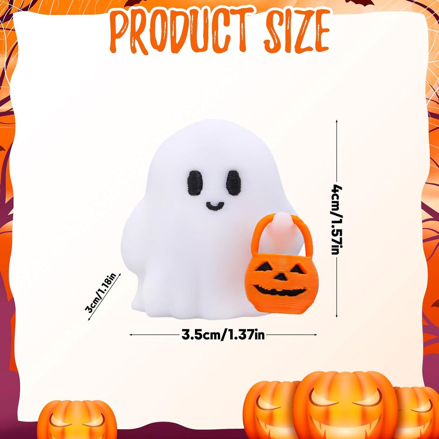 Halloween Ghost Figurine, Funny Glow in The Dark Spooky Resin Ghost with Pumpkin Basket Statue, Cute Decor for Halloween Decorations Indoor, Porch Indoor Home Decor Gifts