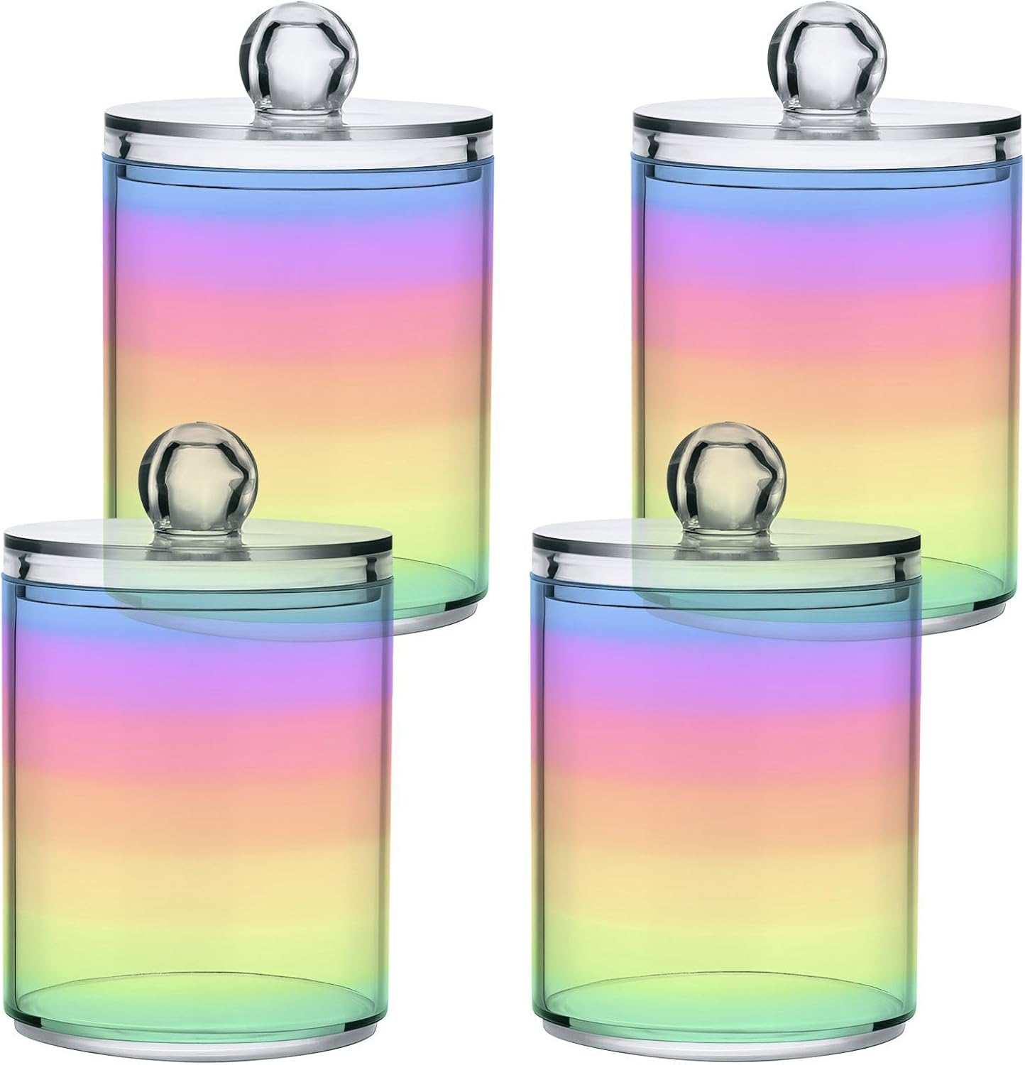 Rainbow Pastel 2PC Airtight Transparent Plastic Storage Jar Food Storage Container Plastic for Food Herbs Tea etc with Storage Lid easy to use and clean With lid Easy To Use