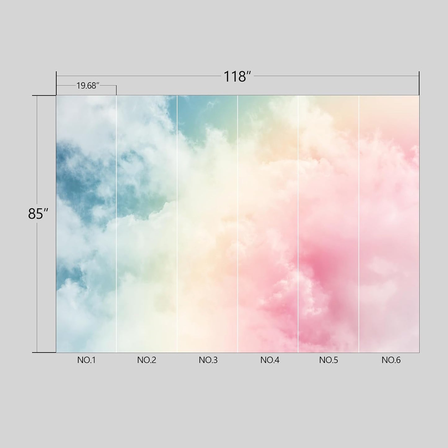 Colorful Cloud Wallpaper Peel and Stick Wall Mural for Bedroom Living Room - 85"x118"