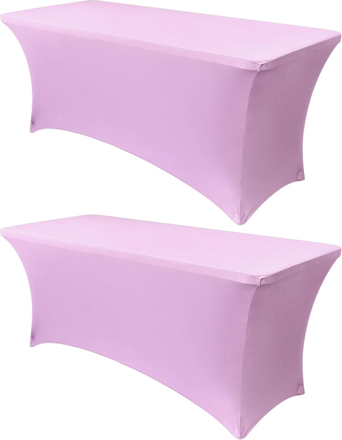 Obstal 6ft Stretch Spandex Table Cover for Standard Folding Tables - Universal Rectangular Fitted Tablecloth Protector for Wedding, Banquet and Party, 72L x 30W x 30H Inches, Light Purple, 2pc