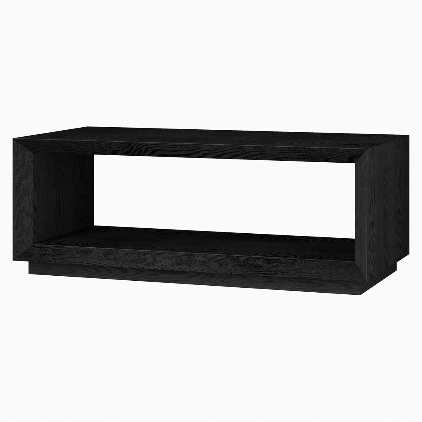 Henn&Hart 48" Rectangular Coffee Table with Open Storage Shelf for Living Room, Family Room, or Office, Black Grain