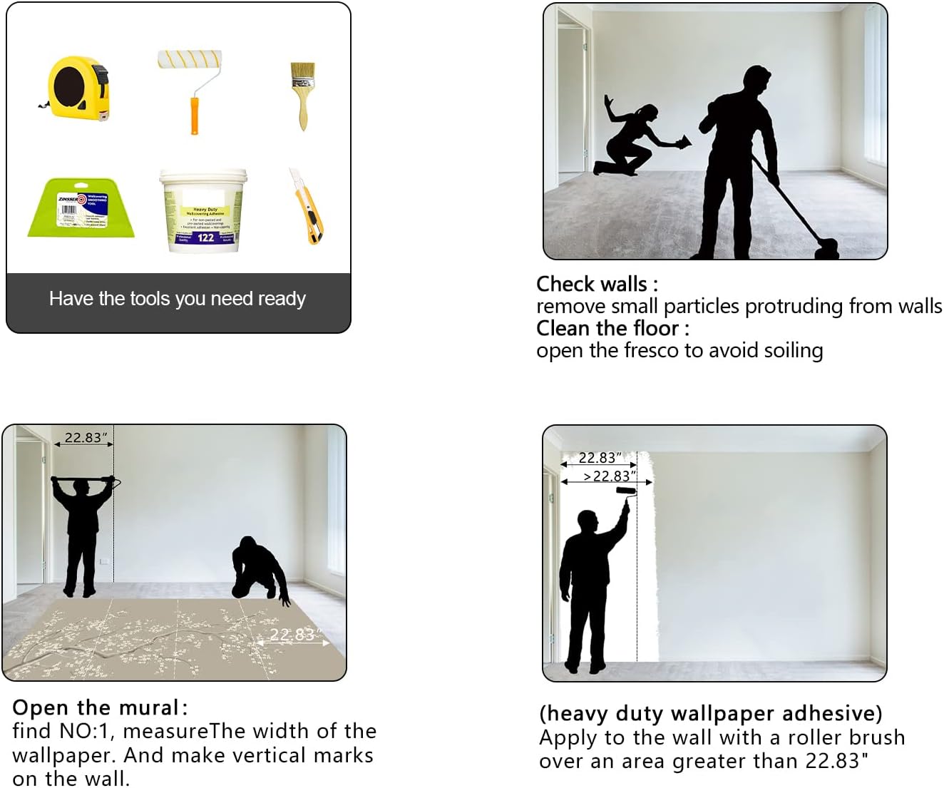 Chinese Style Plum Flower wallpeper Living Room Bedroom Office Wall Mural - W91 xH65（Not Peel and Stick）