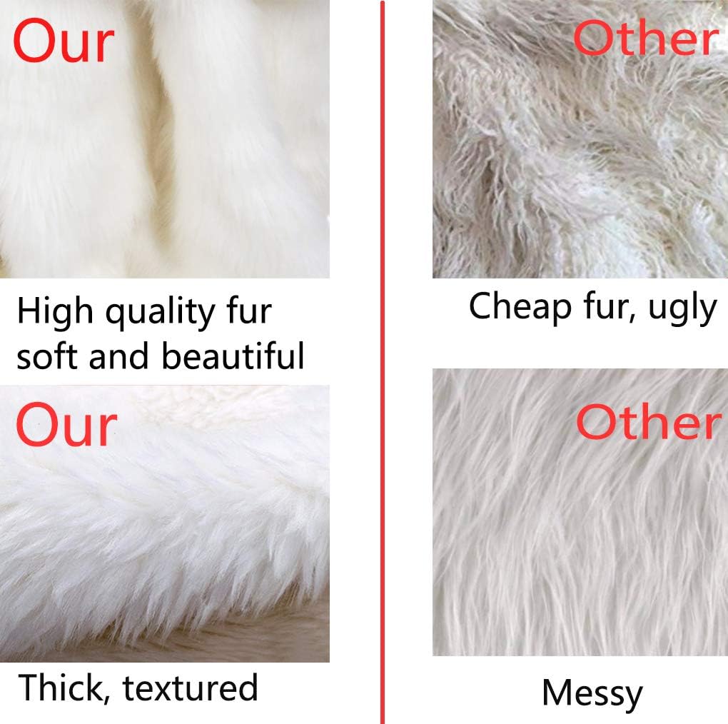 AOGU 36 Inch Faux Fur Christmas Tree Skirt White Plush Skirt for Merry Christmas Party Christmas Tree Decoration