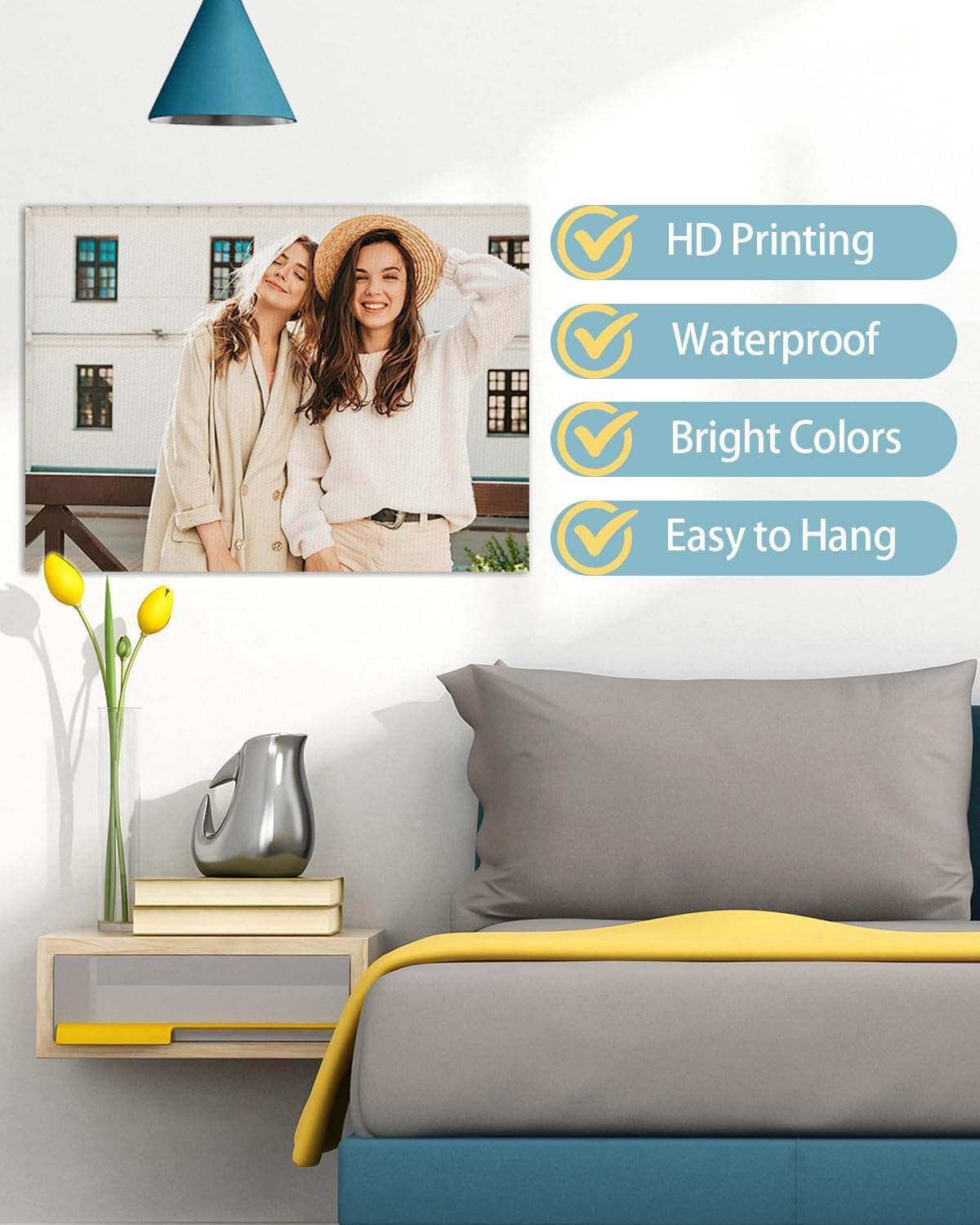 AbcCustomize Canvas Prints with Your Photos，Custom Canvas Wall Art for Bedroom, Living Room, Farmhouse Decor，Personalized Gifts Canvas Prints for Family，Friend，Lover，Pet