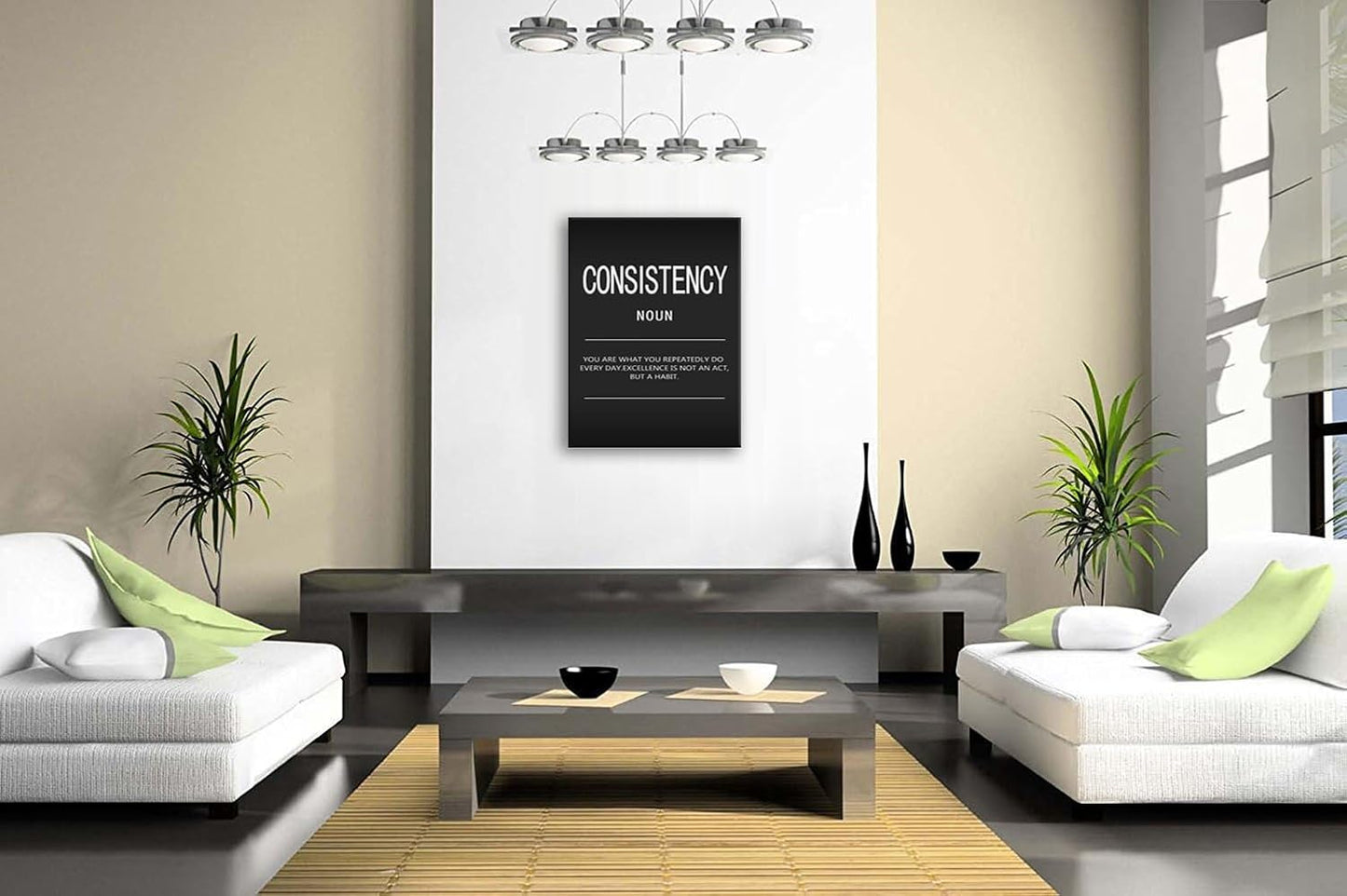 Office Decor Motivational Wall Art Inspirational Posters Prints on Canvas Consistency Noun Inspiring Quotes Pictures Prints Artwork Home Decor for Living Room Wooden Framed[30″W X 40″H]