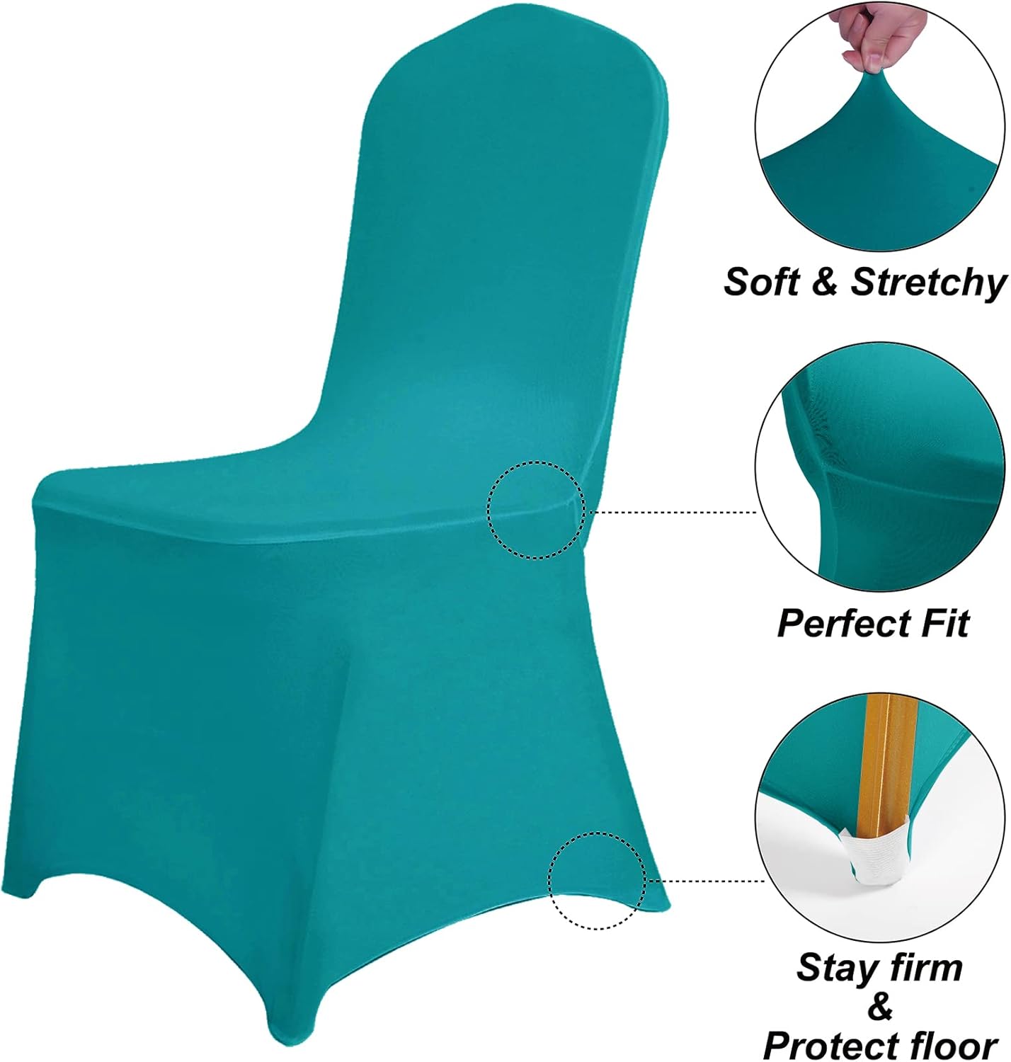 SUPERO Waterproof Spandex Chair Cover 12PCS, Stretch Dining Chair Covers, Polyester Outdoor Chair Covers, Protector Stretch Chair Cover for Party Universal, Banquet, Wedding Event, Hotel(Turquoise)